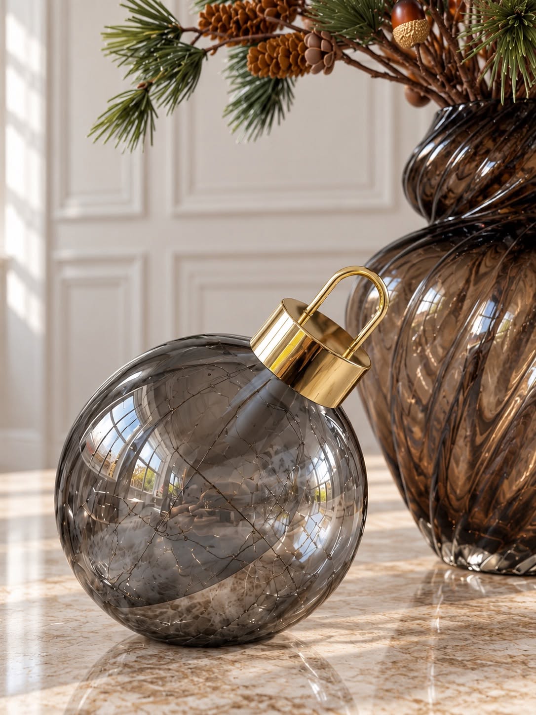 Kerstbal twinkling - Grey