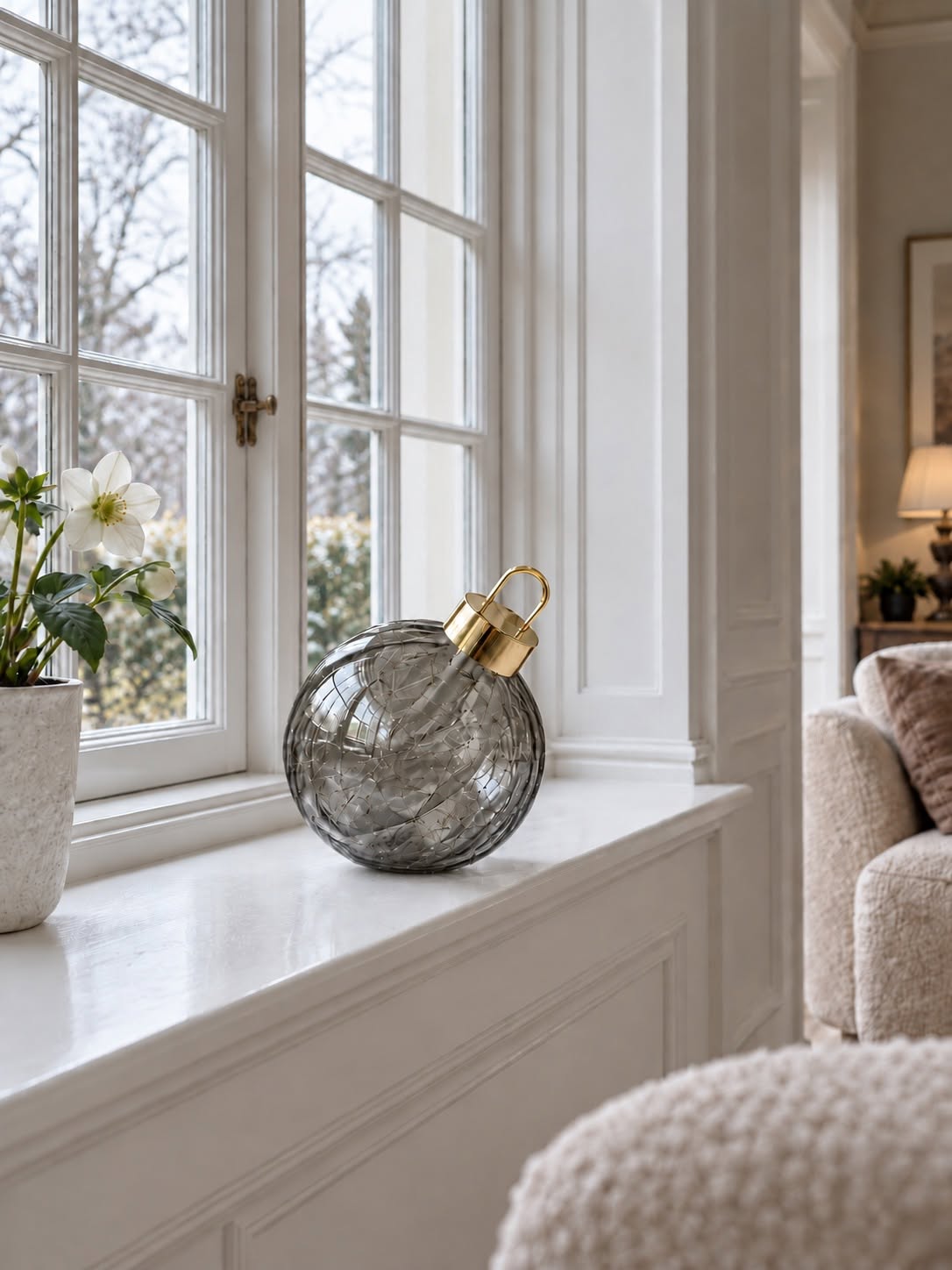 Kerstbal twinkling - Grey