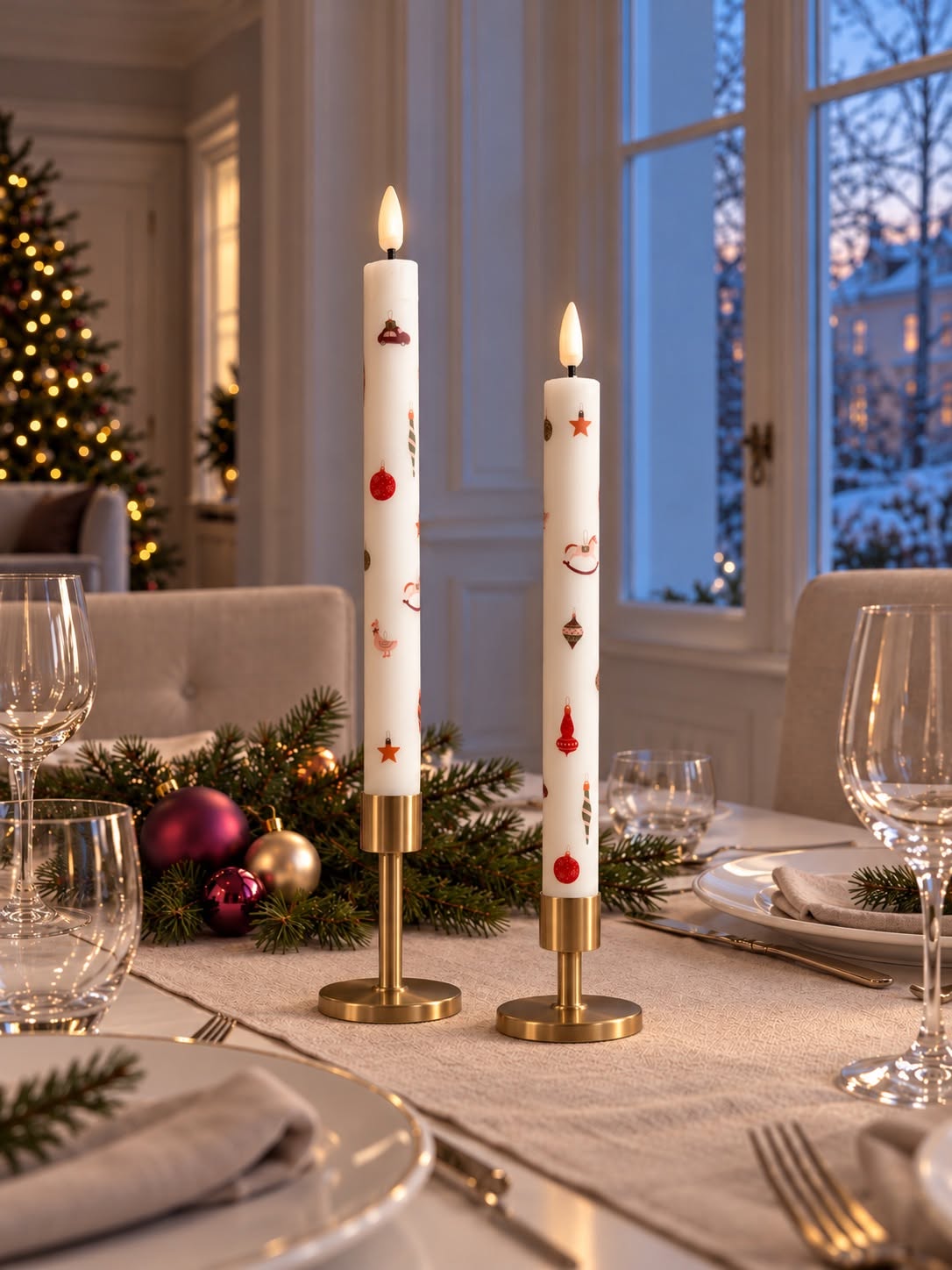 Dinerkaarsen kerst – met kerstmotief