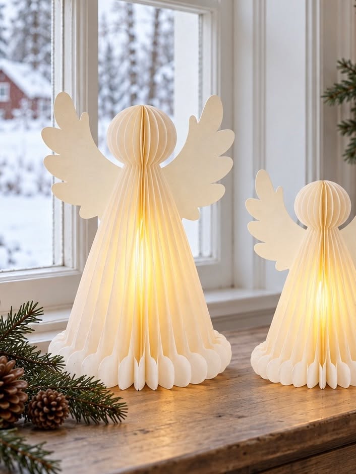 Engel met licht - 38 cm
