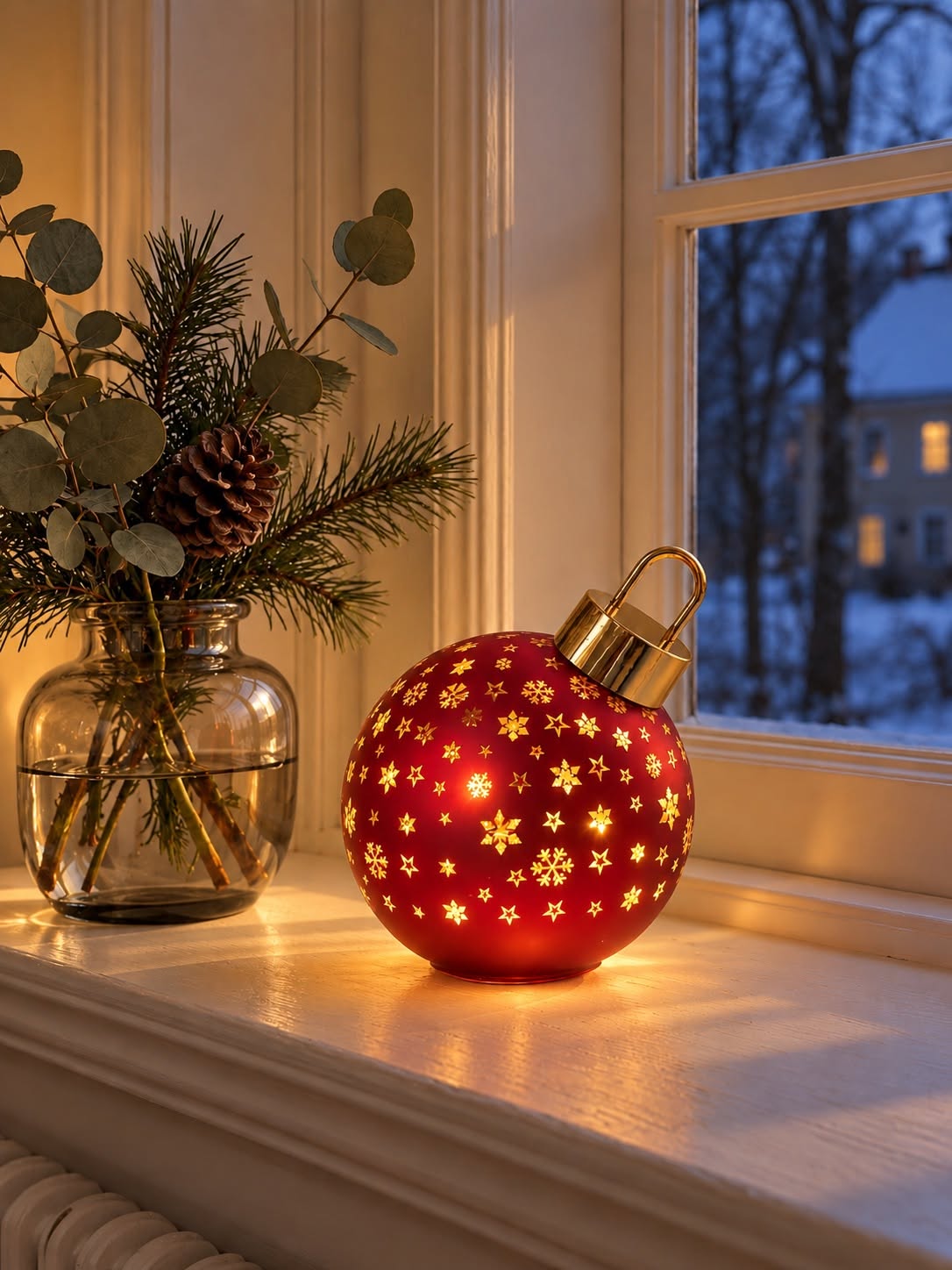 Kerstbal met licht MIX - Rood
