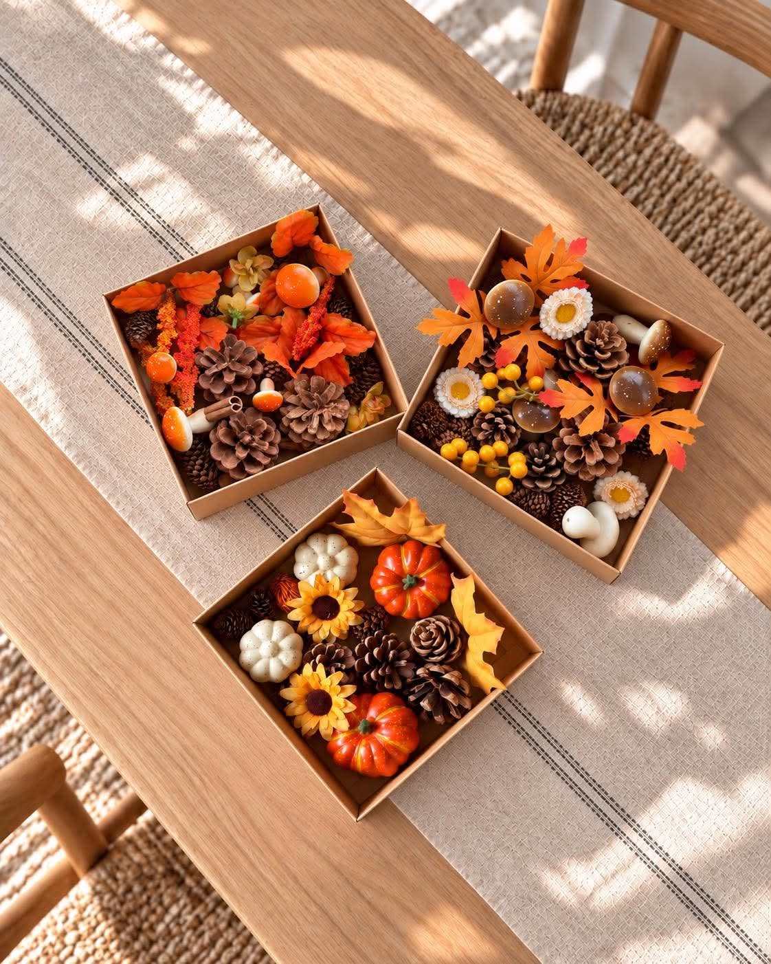 Kist met decoratiematerialen – Herfstdecoratie