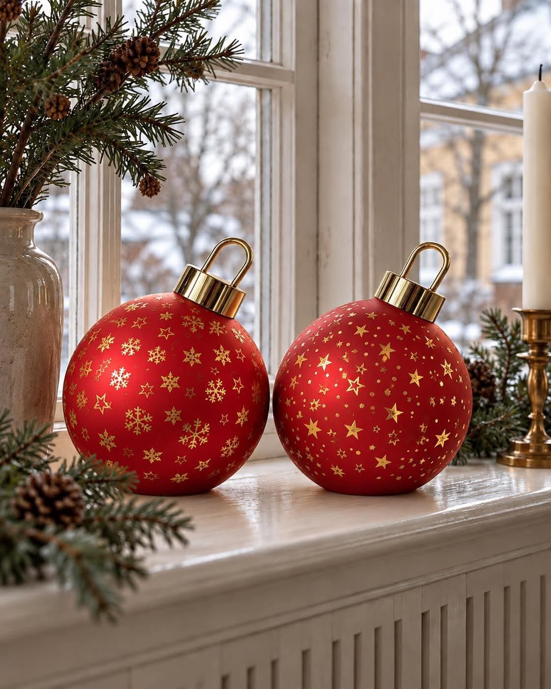 Kerstbal met licht MIX - Rood
