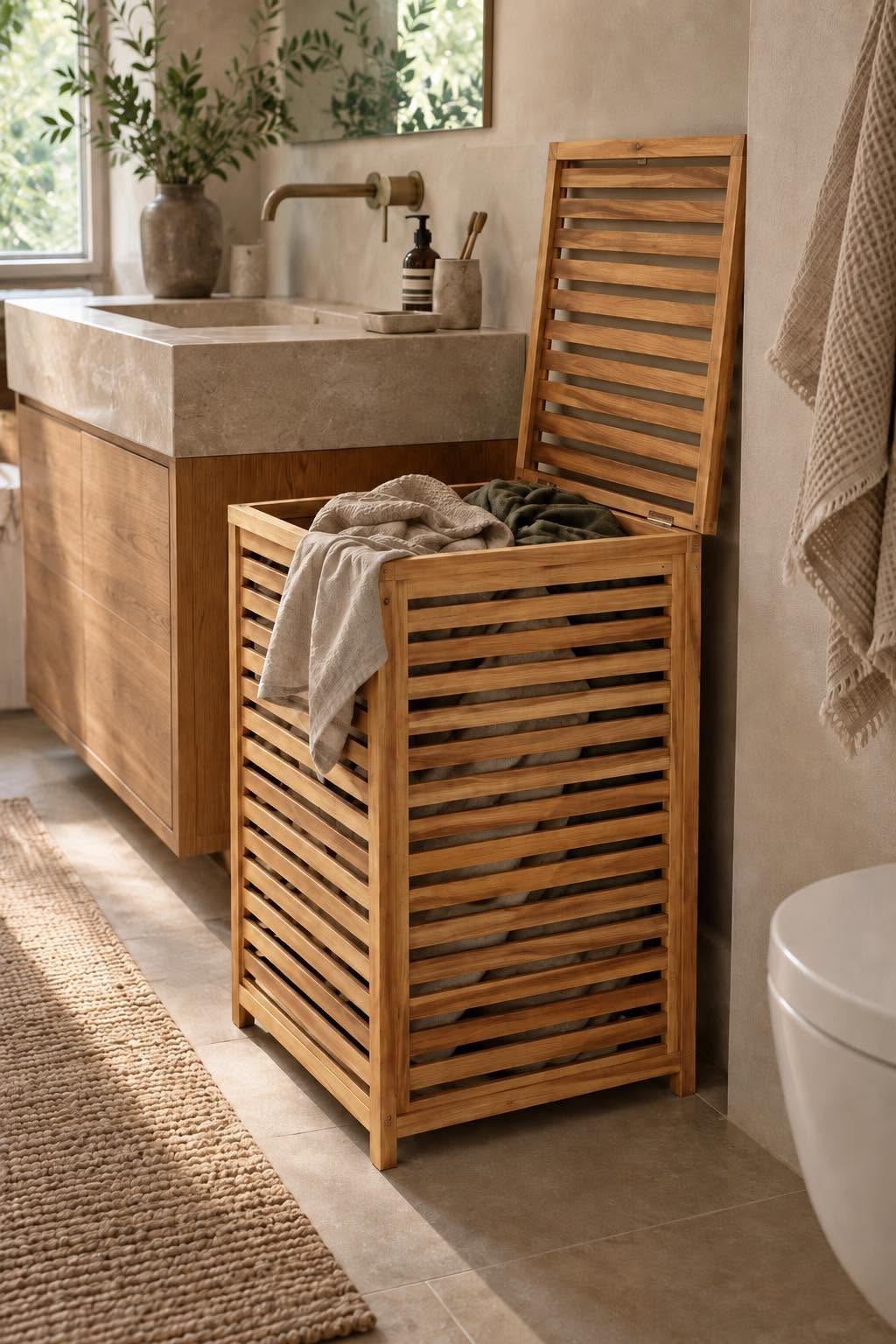 Wasmand acacia – met deksel