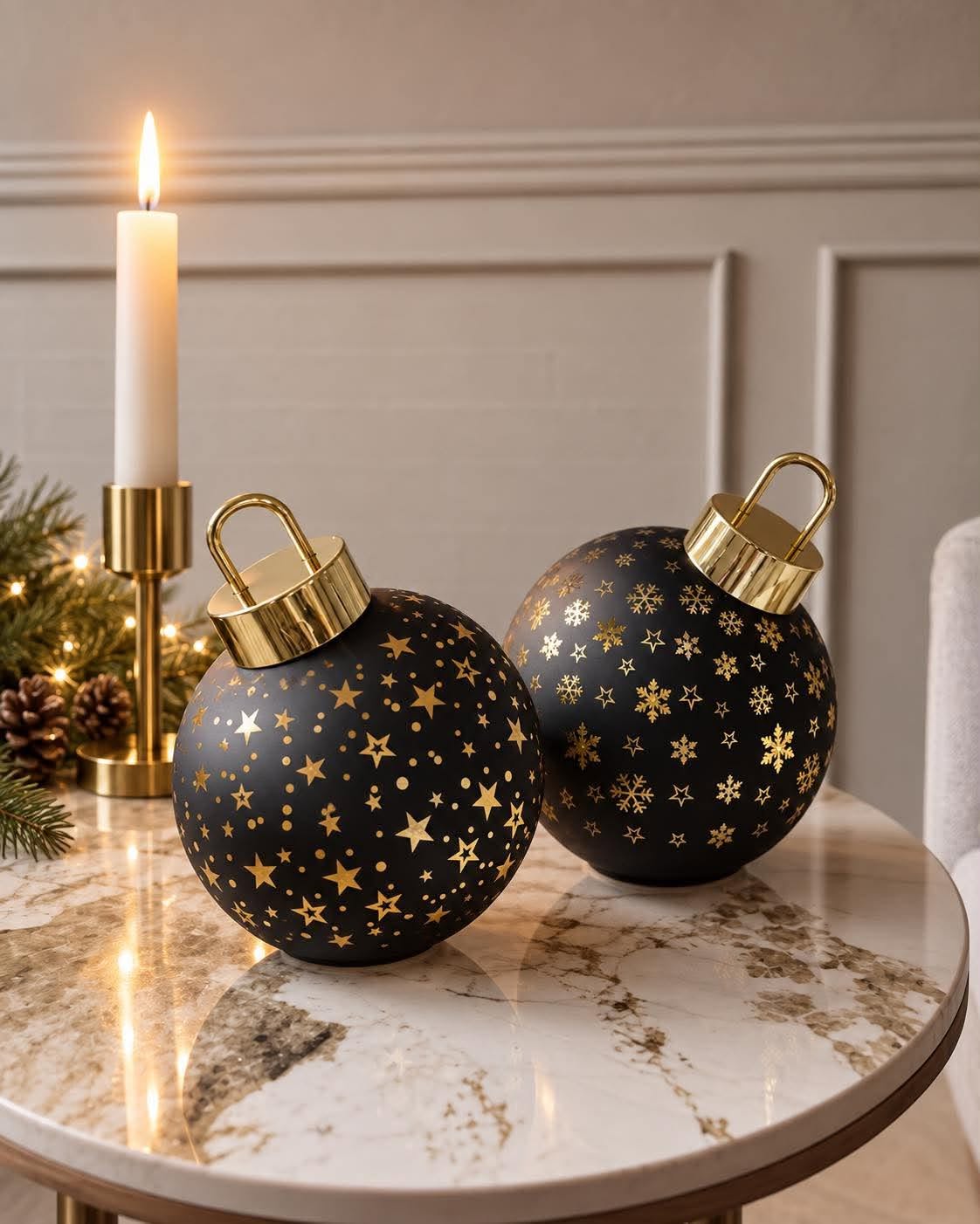 Kerstbal met licht MIX - Black