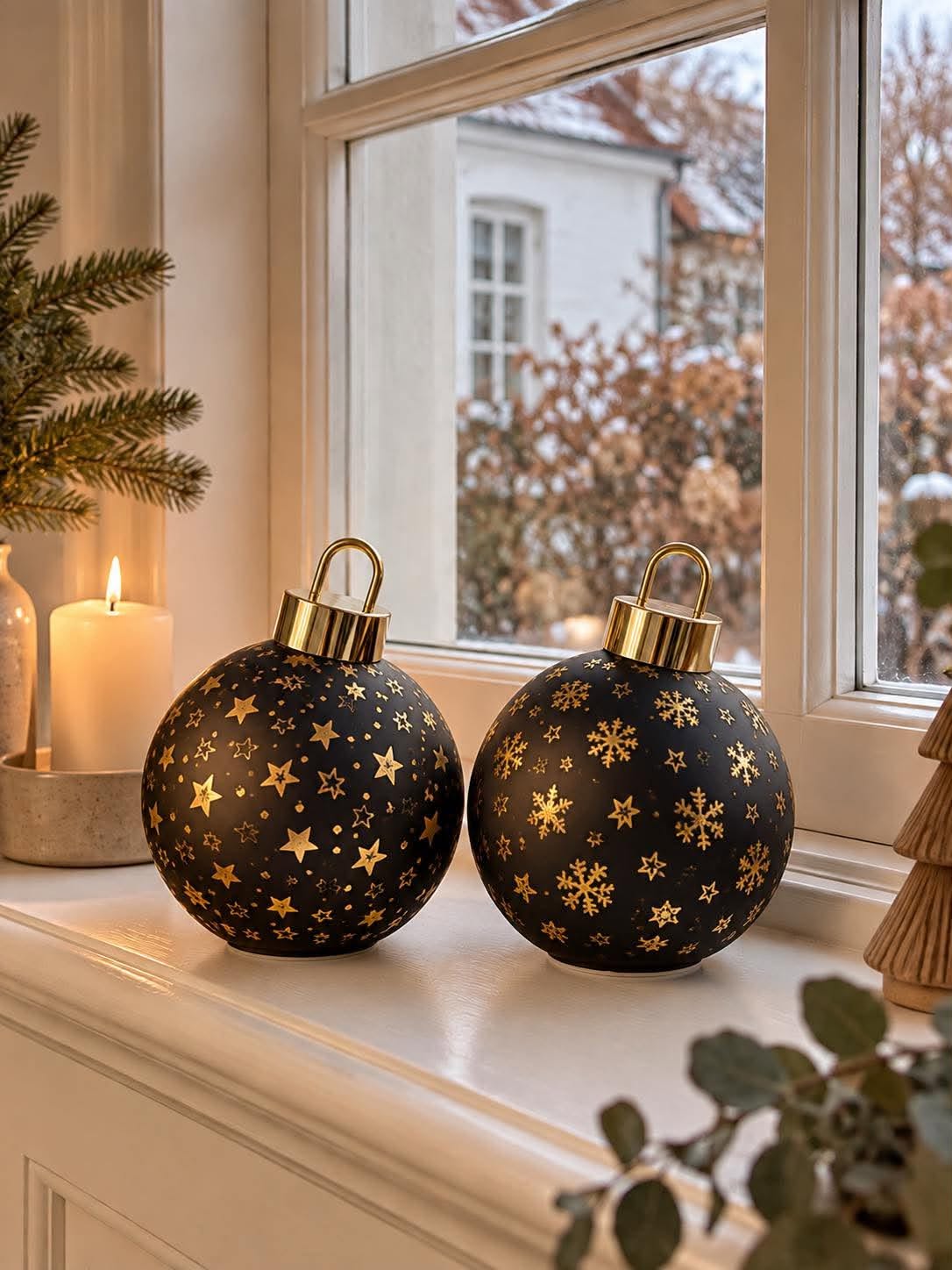 Kerstbal met licht MIX - Black