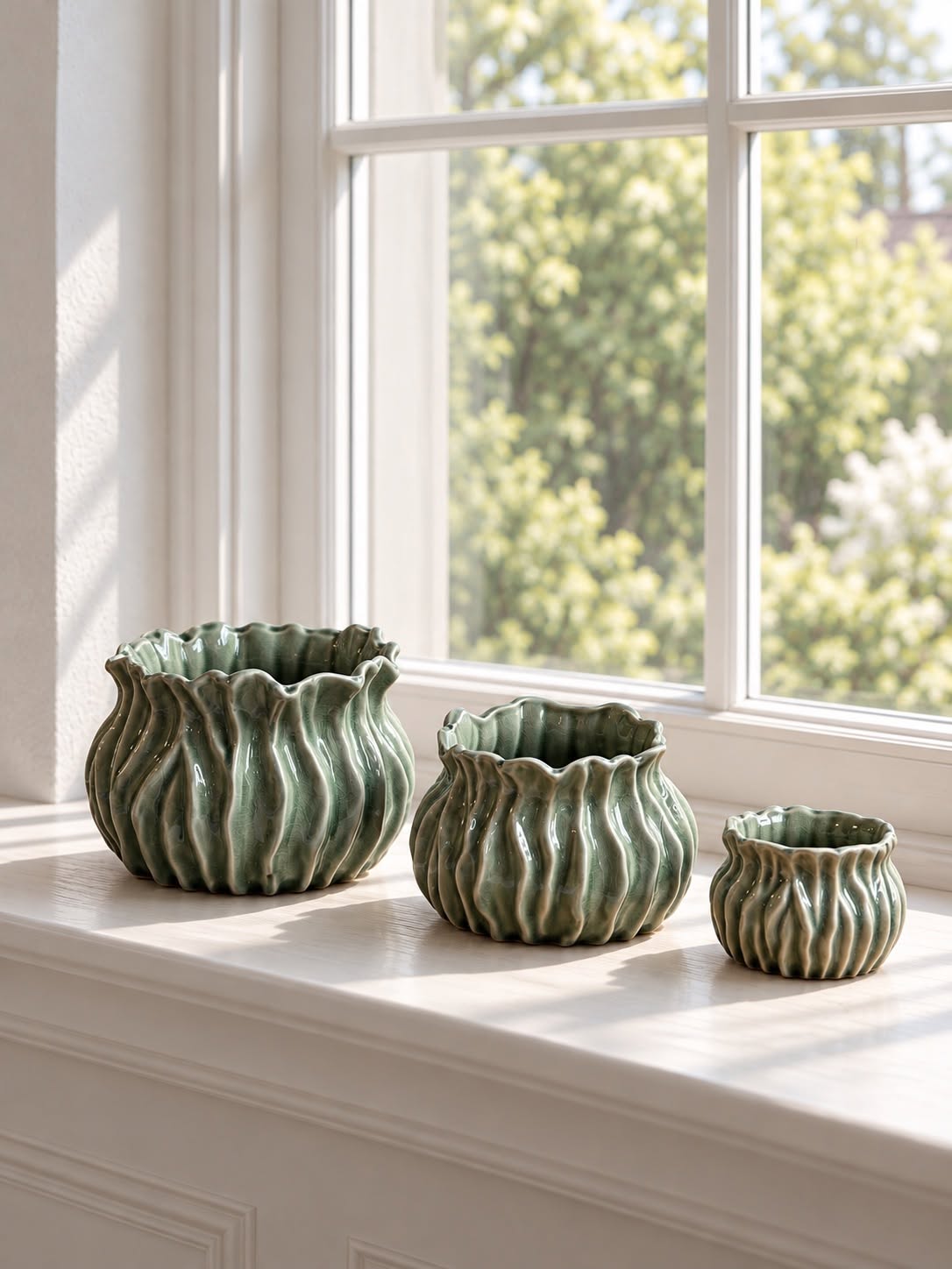 Bloempot van steengoed - Mint – Steengoed bloempot
