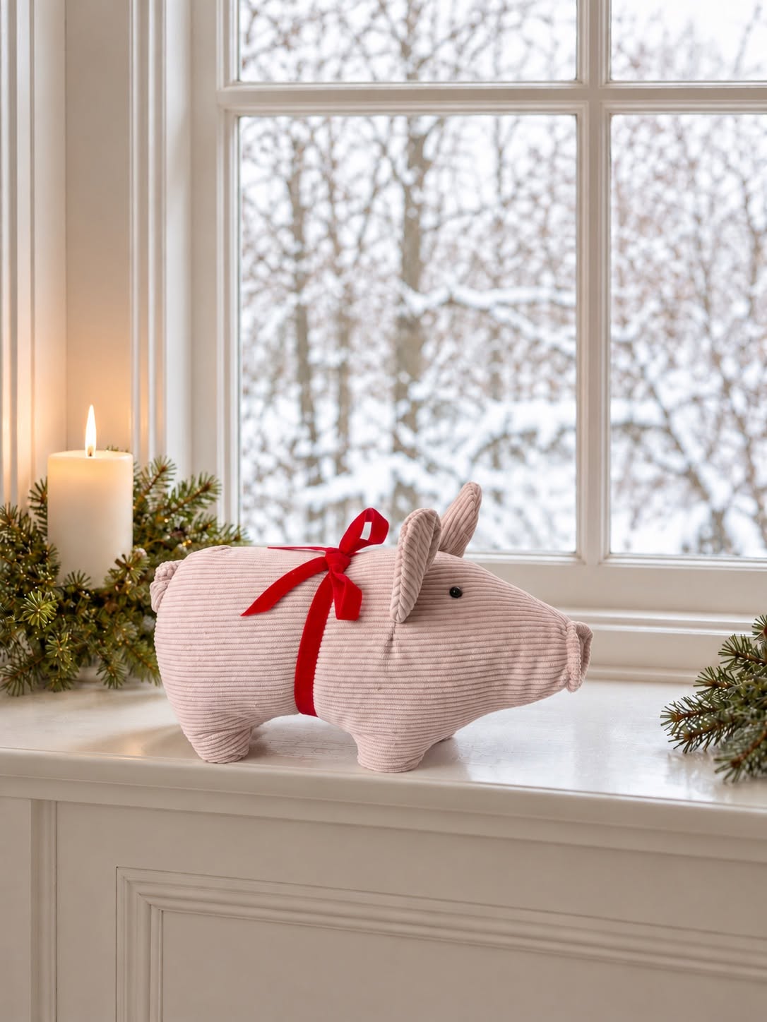 Kerstvarken van fluweel – roze