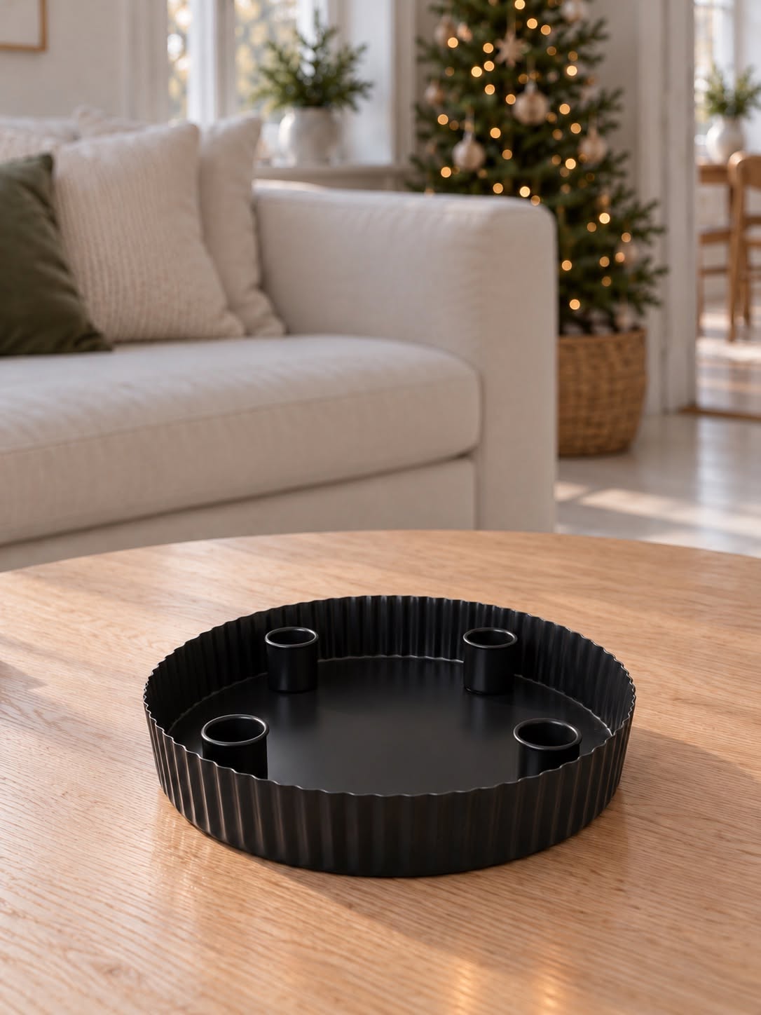 Adventskandelaar van metaal – zwart, rond