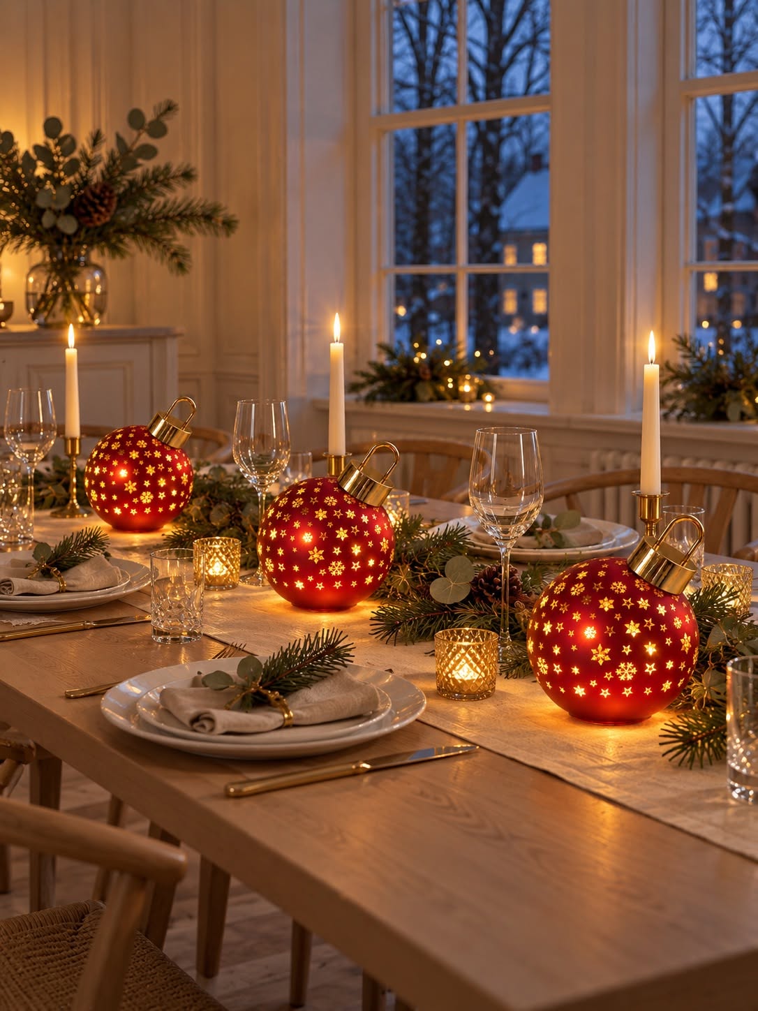 Kerstbal met licht MIX - Rood
