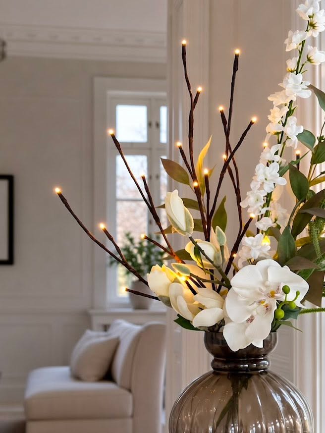 Decoratieve tak met 24 ledlampjes – warm wit