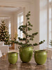 Pot Olive hoog – groene steengoed pot