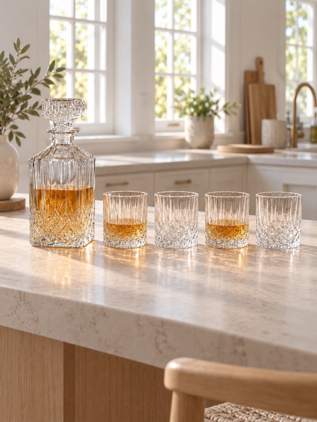 Glazen karaf met 4 glazen – kristaldesign