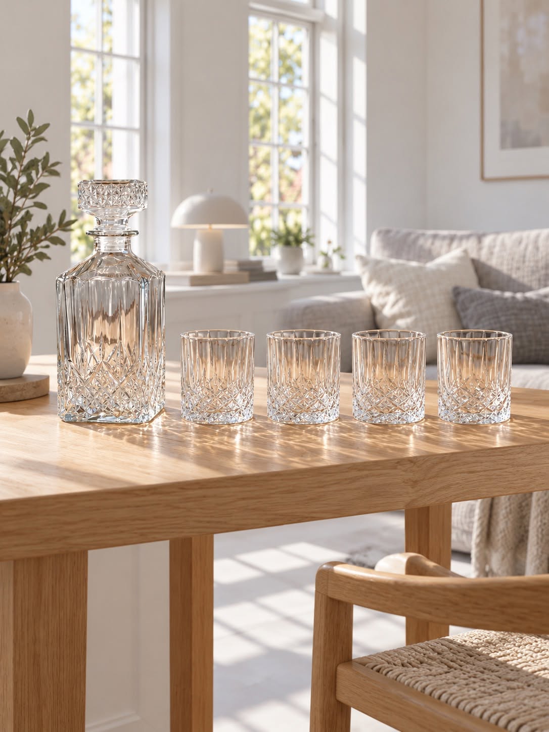 Glazen karaf met 4 glazen – kristaldesign