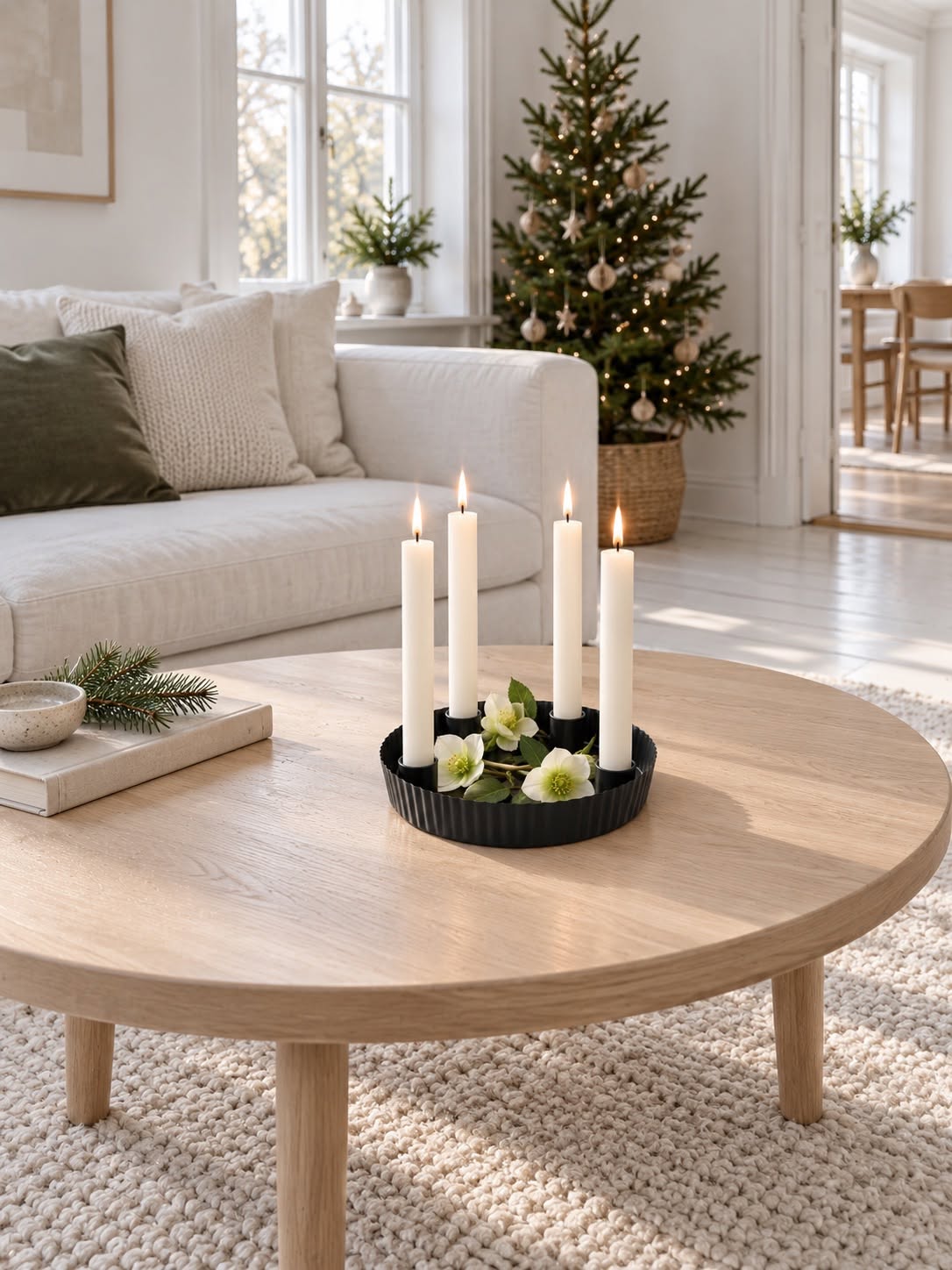 Adventskandelaar van metaal – zwart, rond