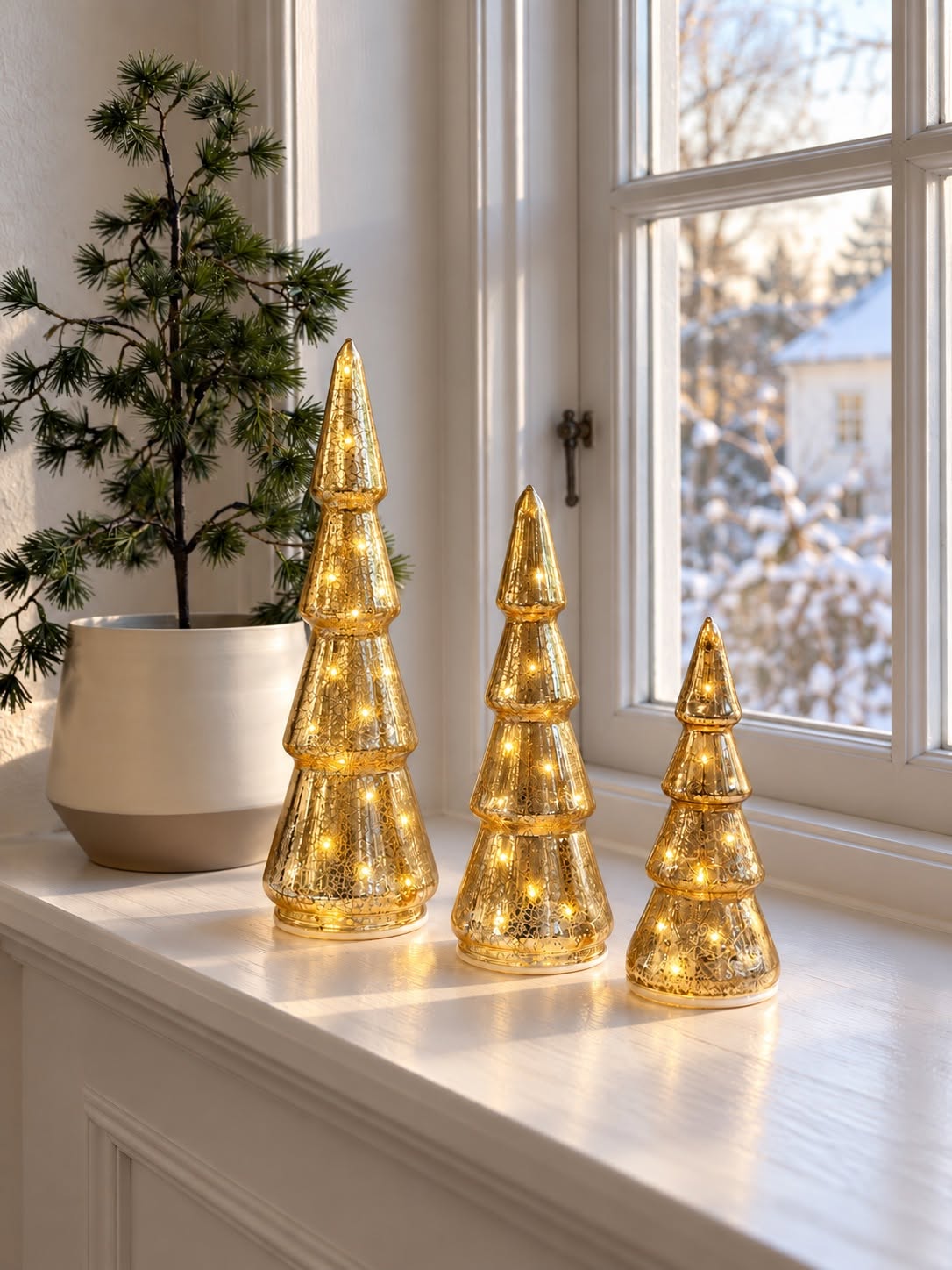 Kerstbomen met LED-licht - Set met 3 formaten