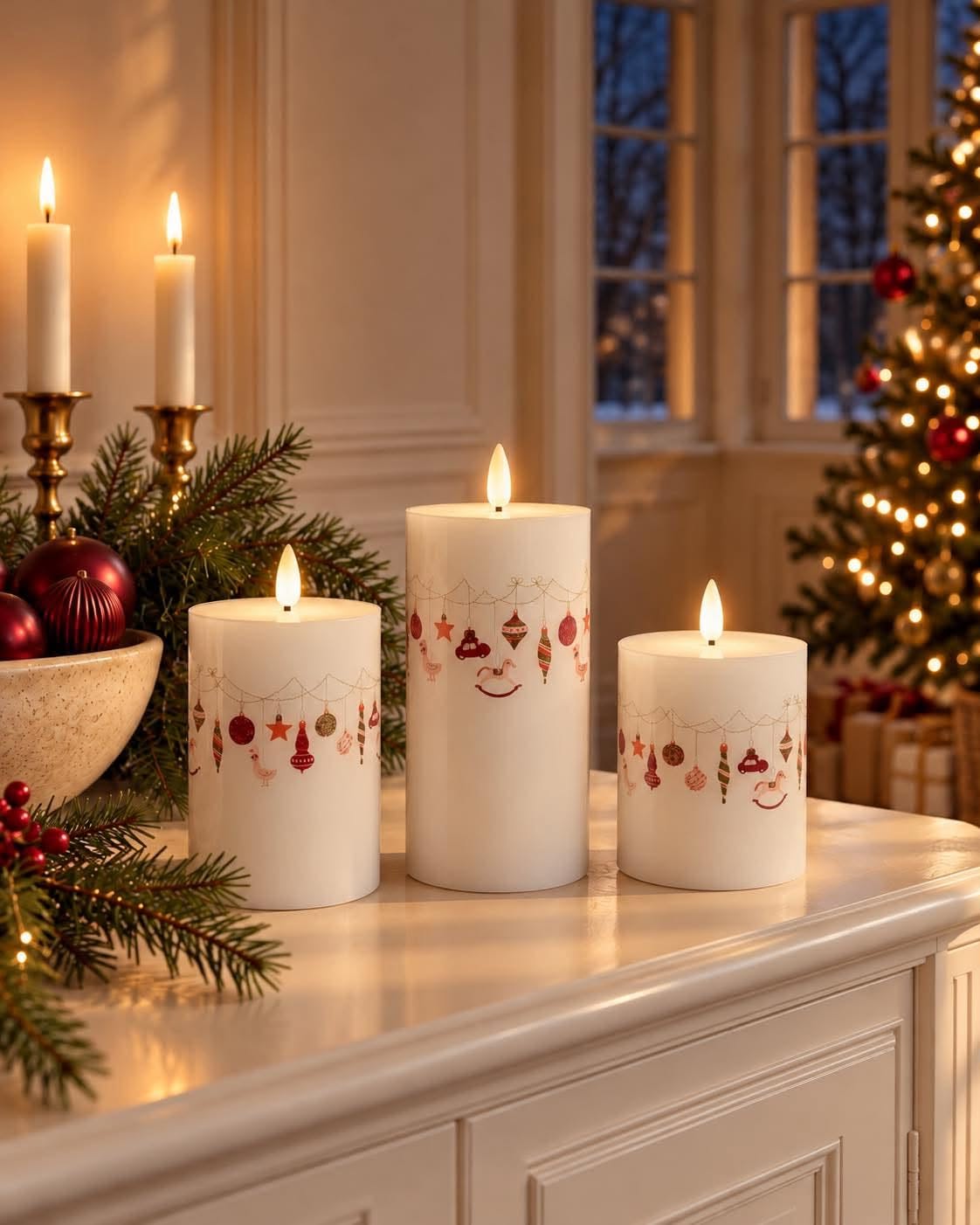 LED Kerst blokkaarsen - 3 stuks met afstandsbediening