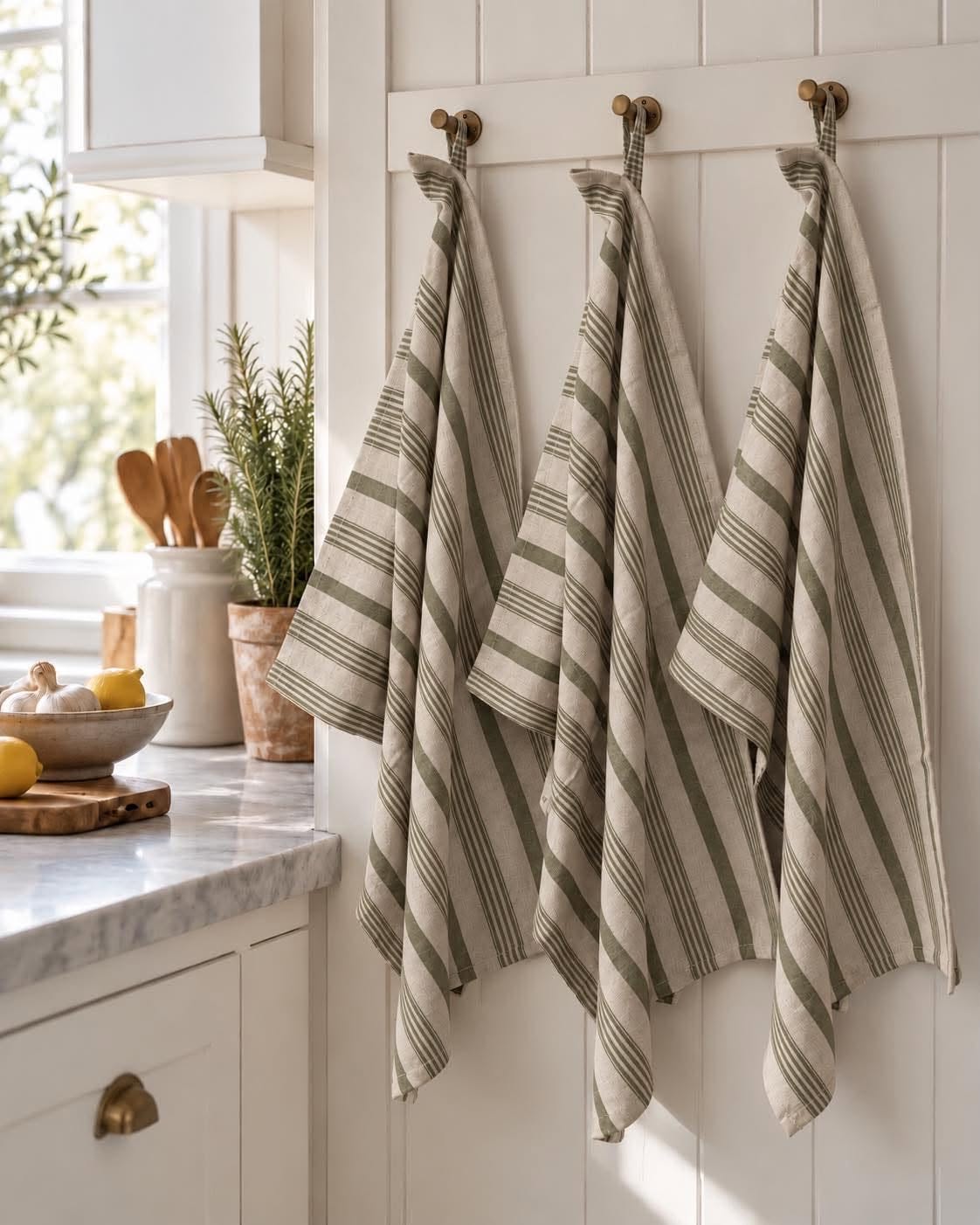Keukendoek streep groen - Set van 3 stuks