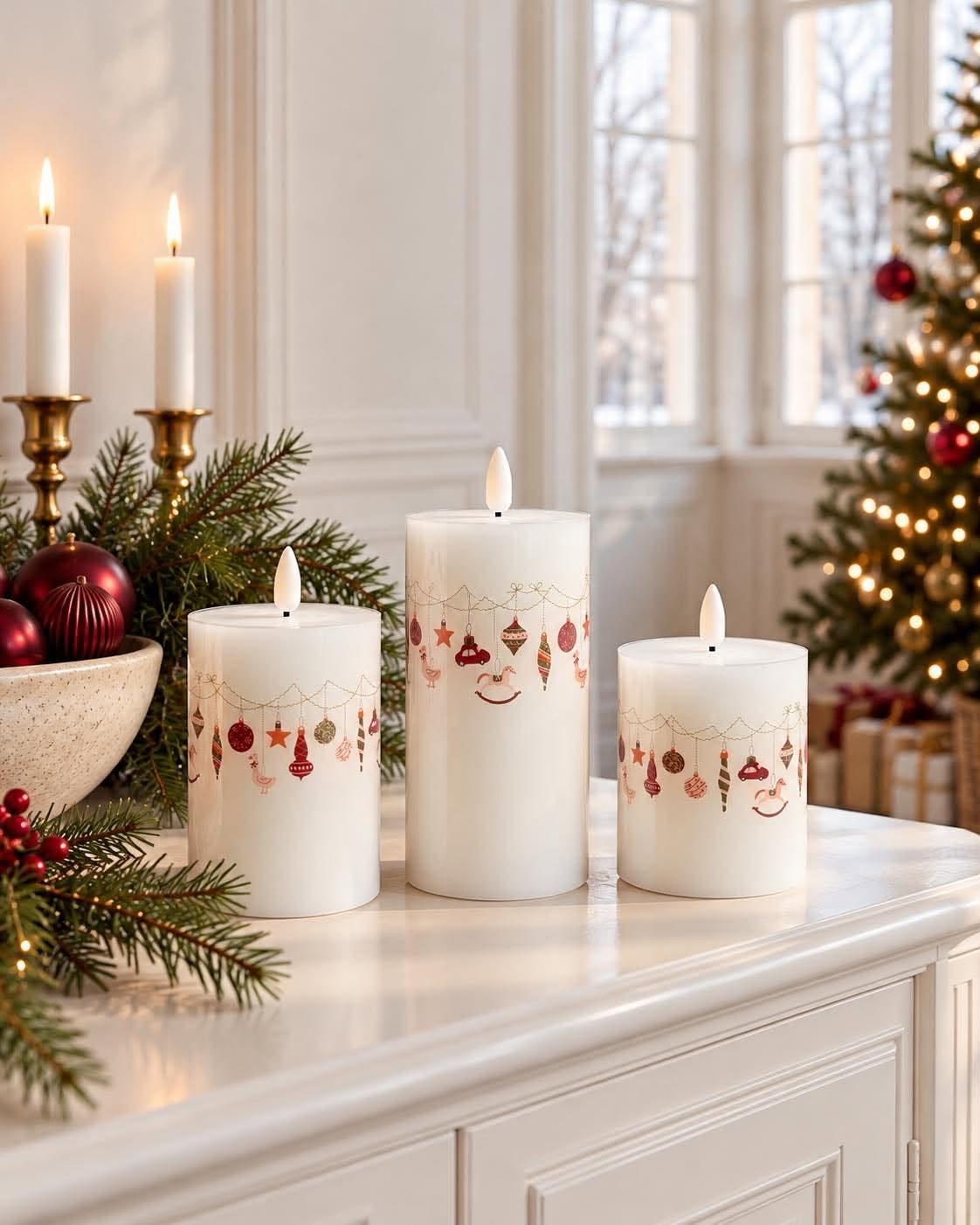 LED Kerst blokkaarsen - 3 stuks met afstandsbediening