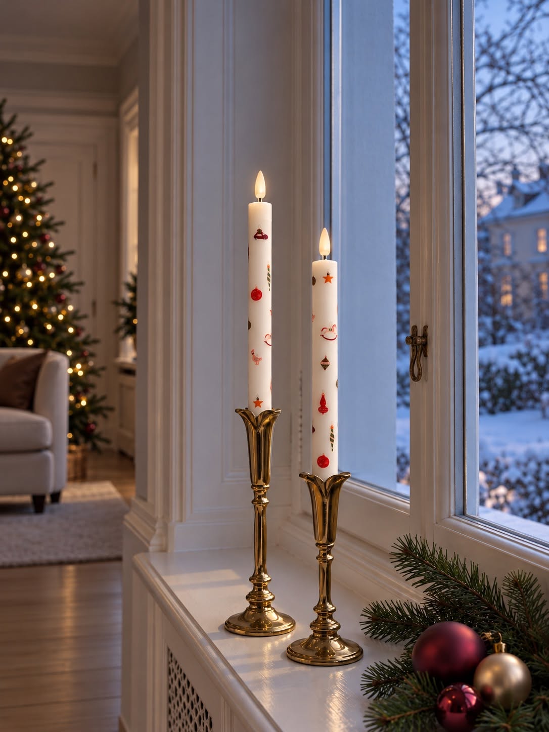 Dinerkaarsen kerst – met kerstmotief