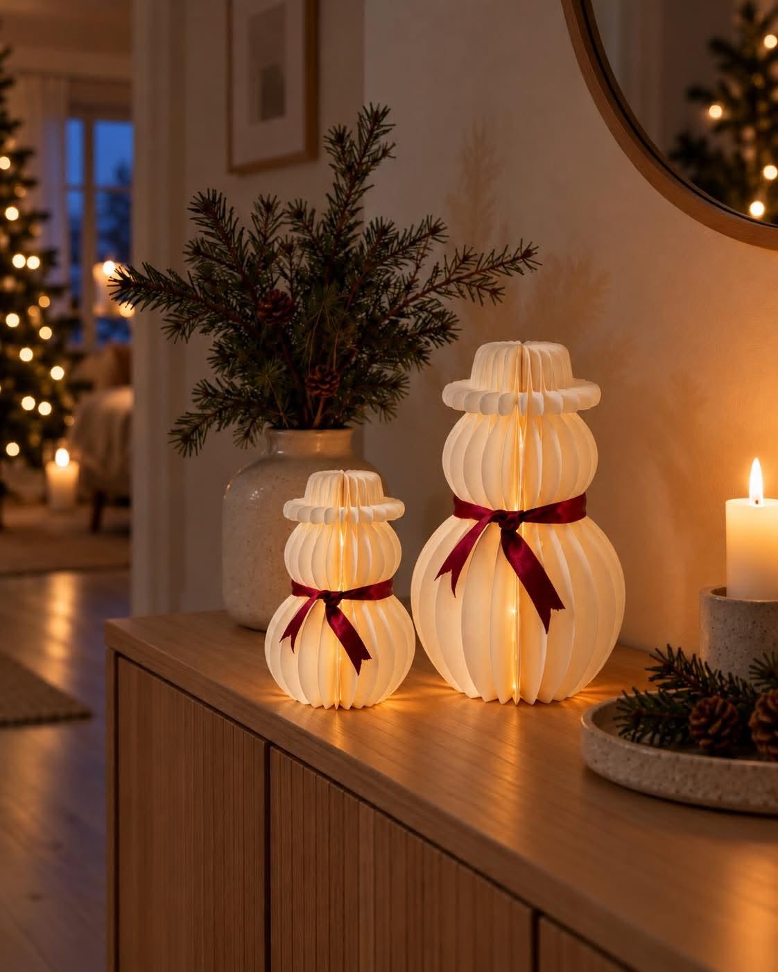 Sneeuwpop met led verlichting – papier met timer
