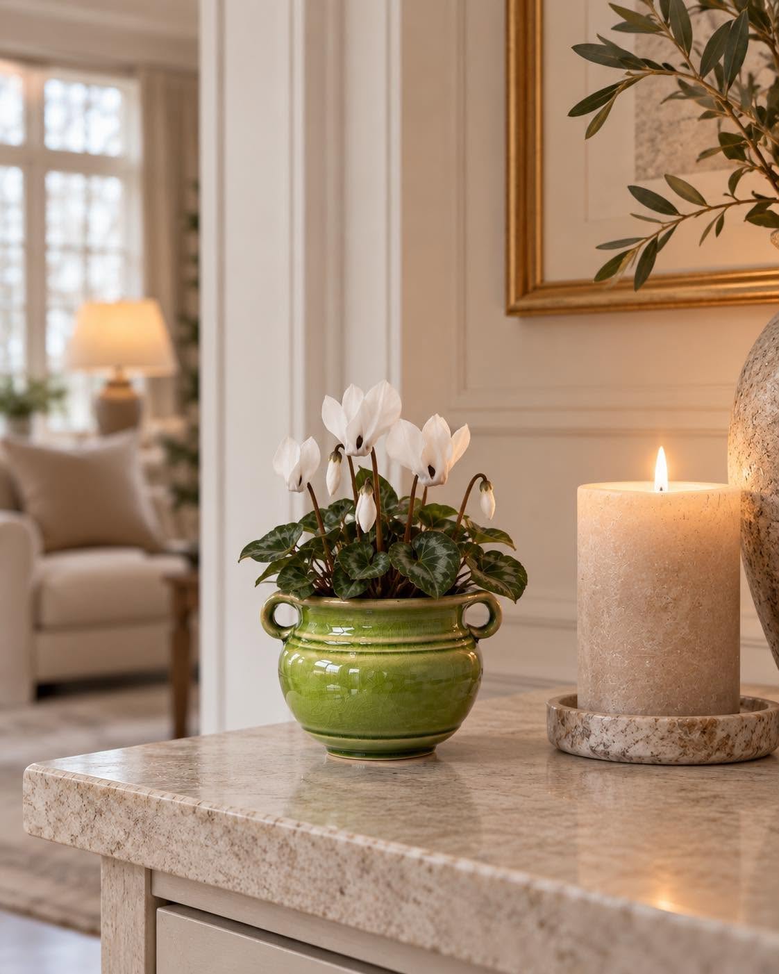 Krukke Olive – Groene steengoed pot