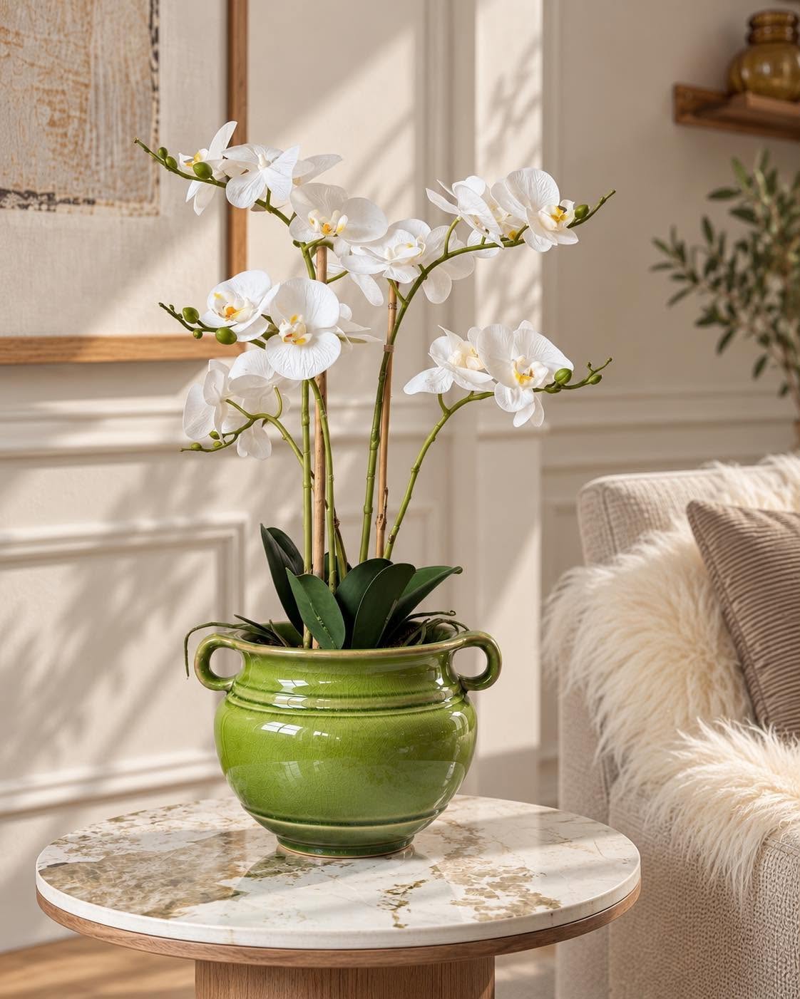 Krukke Olive – Groene steengoed pot