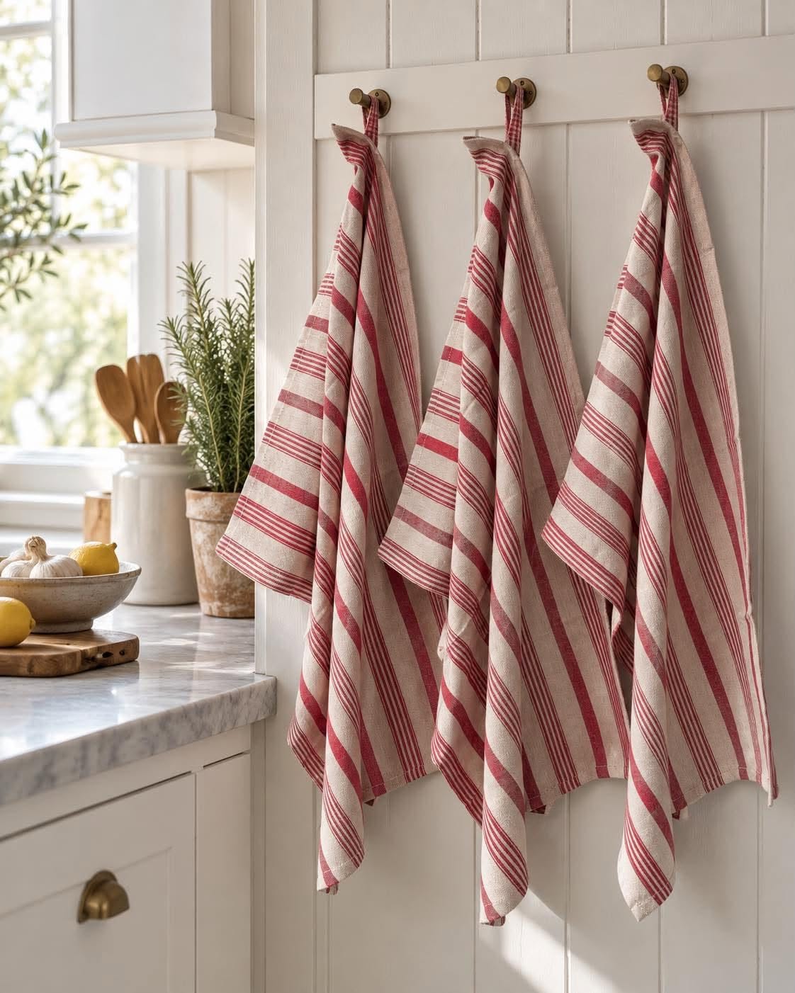 Theedoek gestreept Rood - Set van 3 stuks