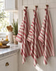 Theedoek gestreept Rood - Set van 3 stuks