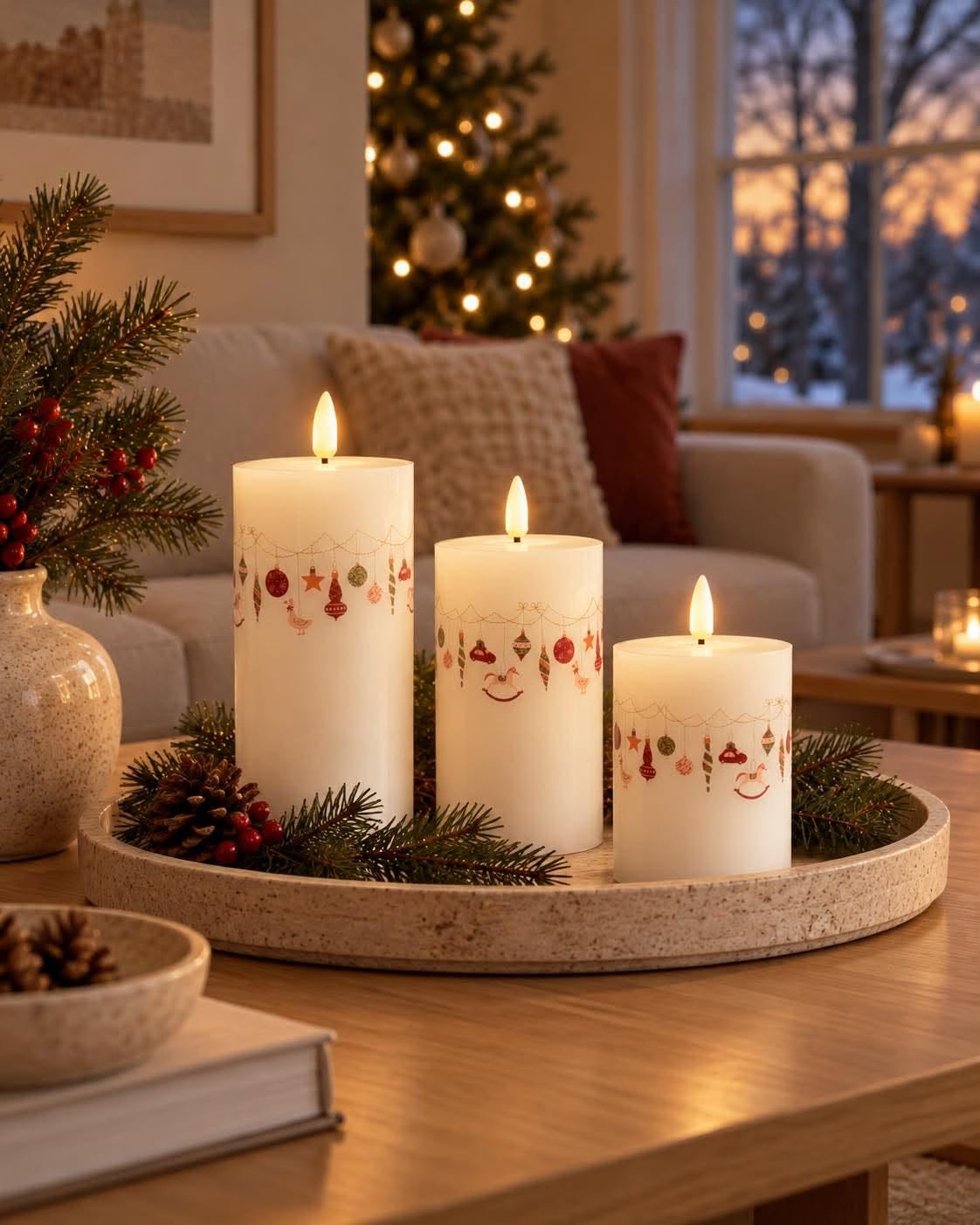 LED Kerst blokkaarsen - 3 stuks met afstandsbediening
