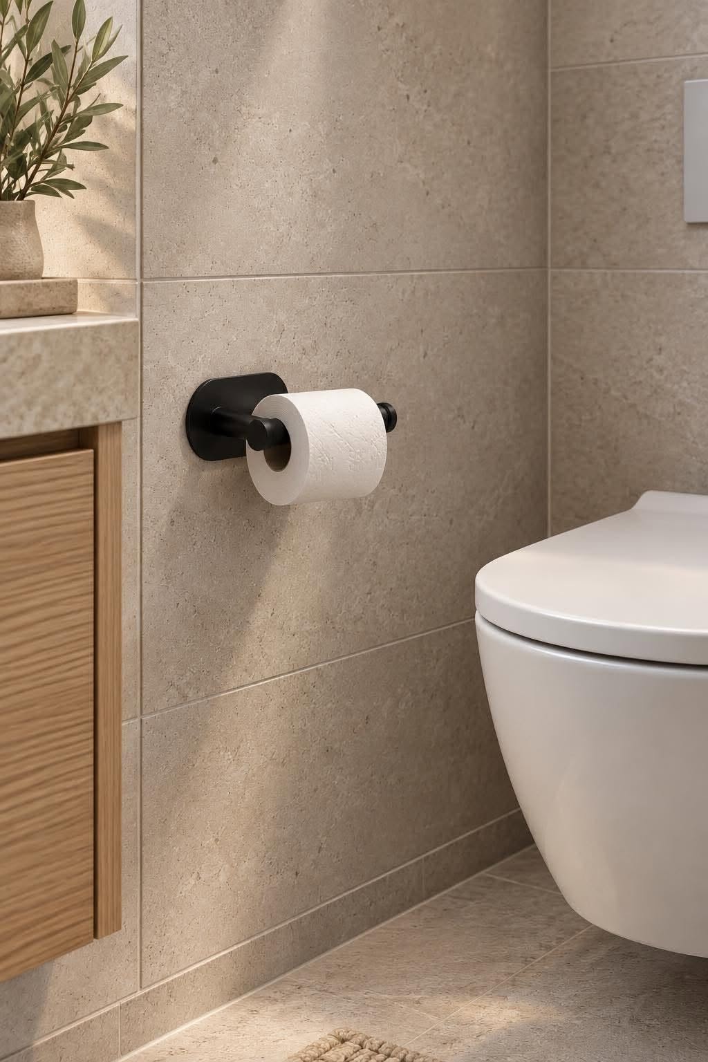 Toiletrolhouder Zwart – Wandgemonteerd in Zwart Metaal