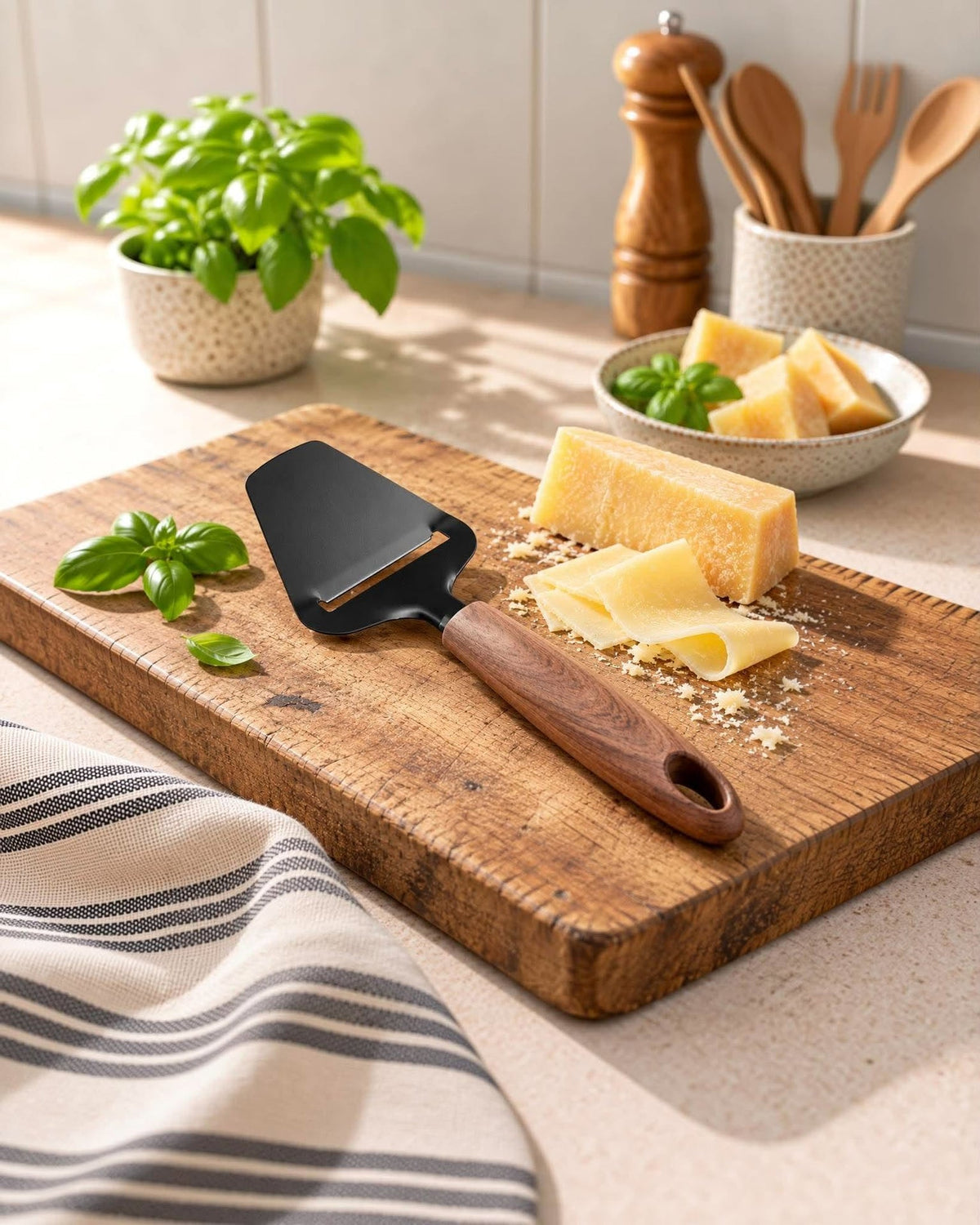 Kaasschaaf - Zwart met houten handvat