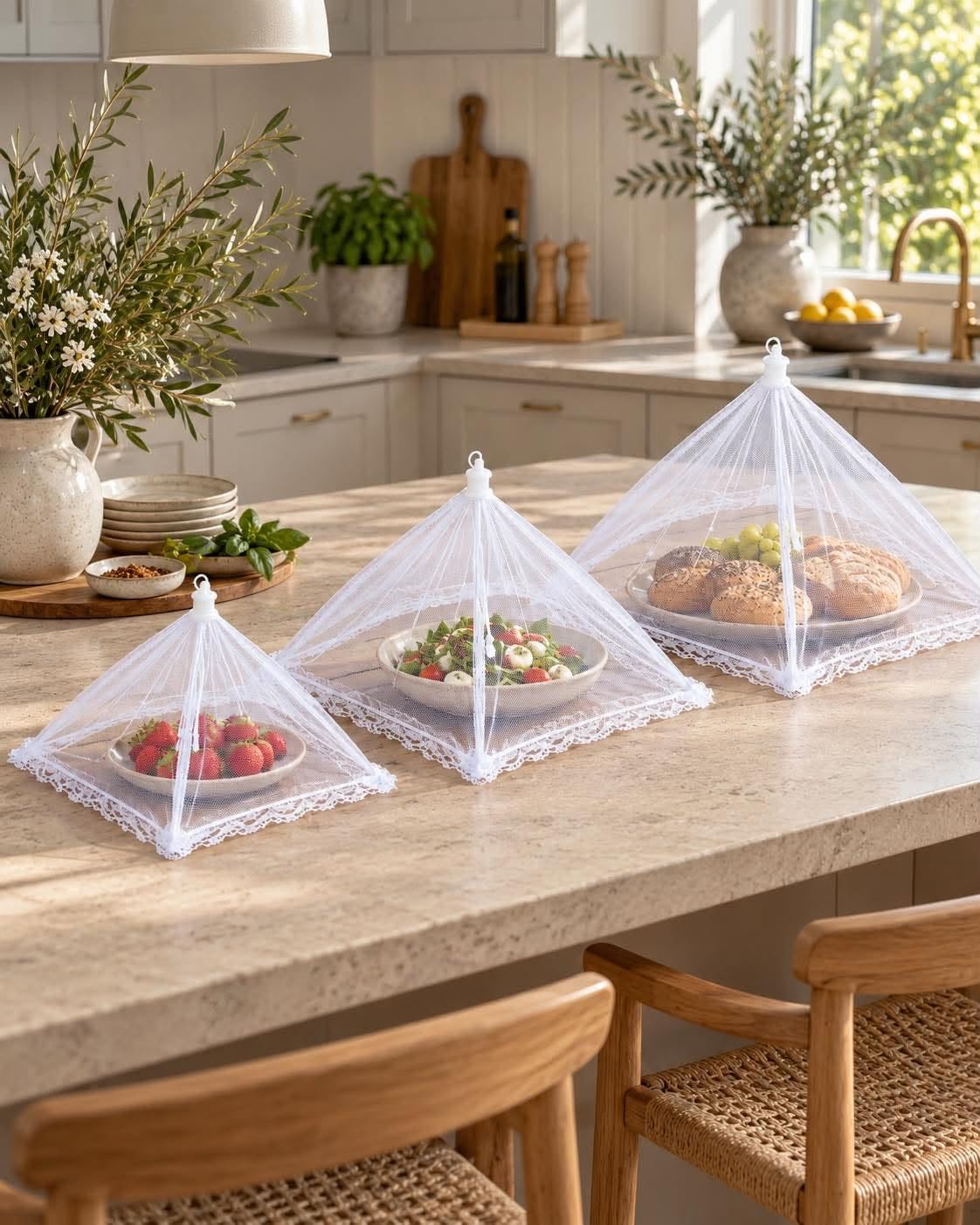 Vliegennet voor voedsel - set met 3 stuks