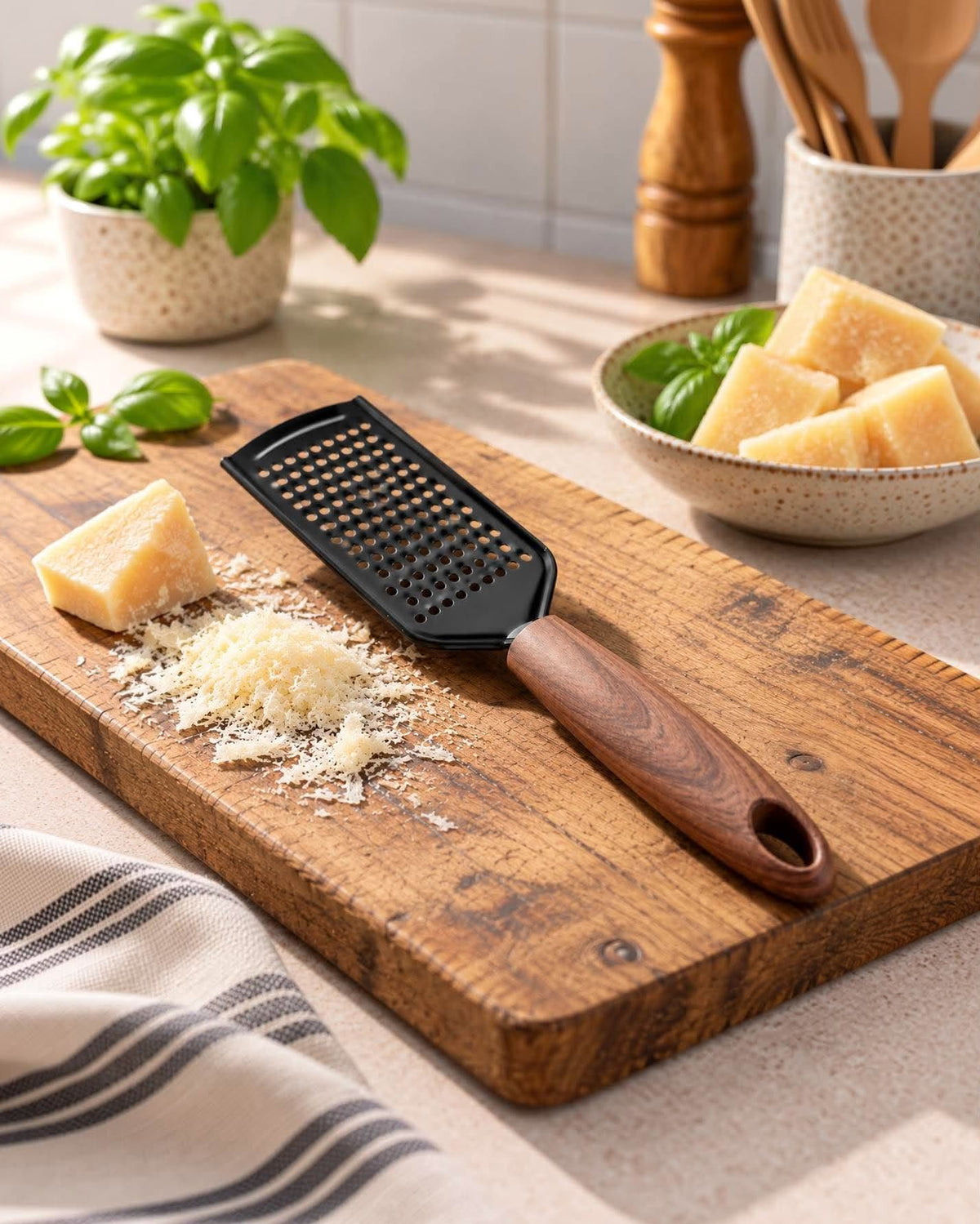 Rasp zwart met houten handvat