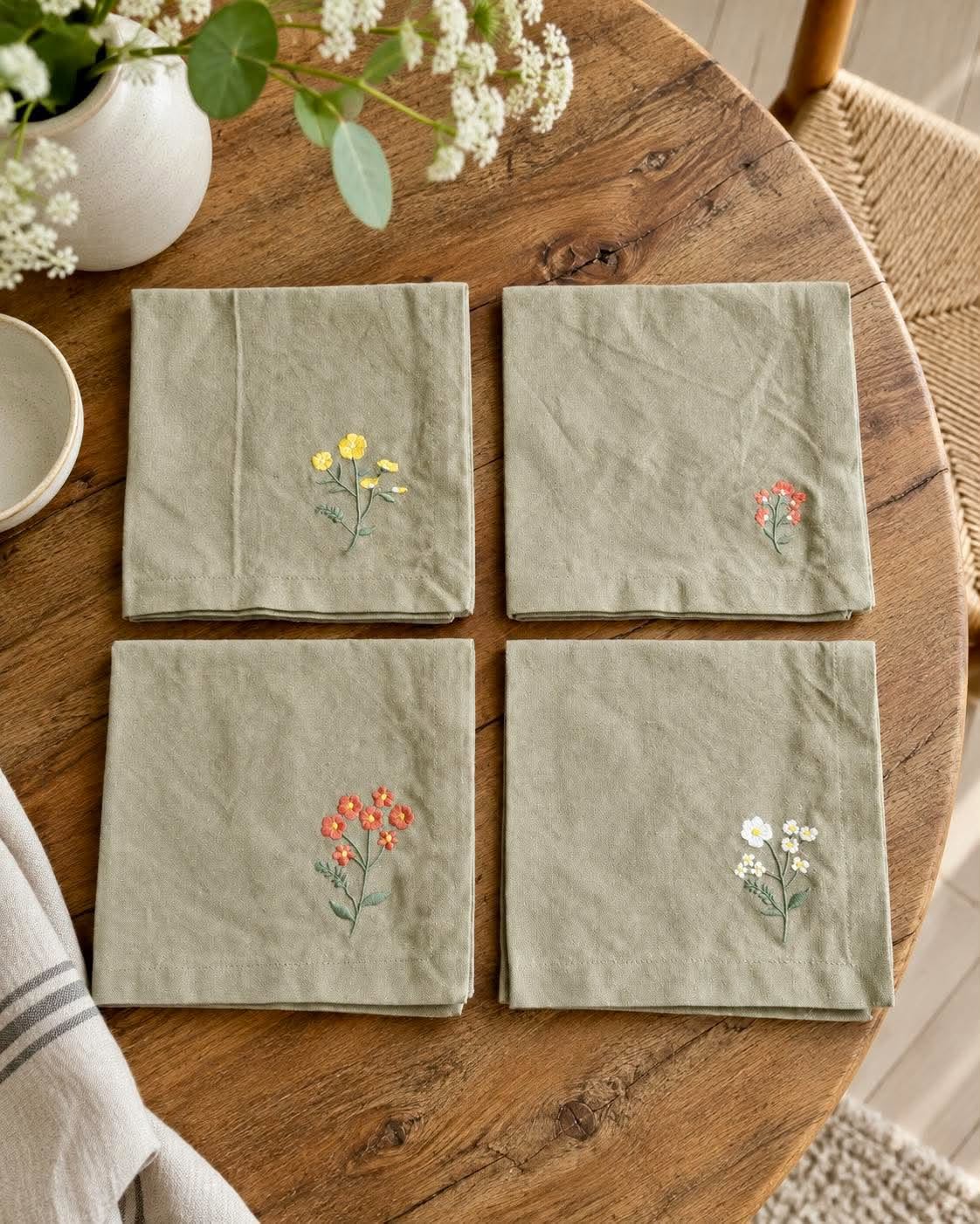 Mundserviet Flower - Verpakking met 4 stuks