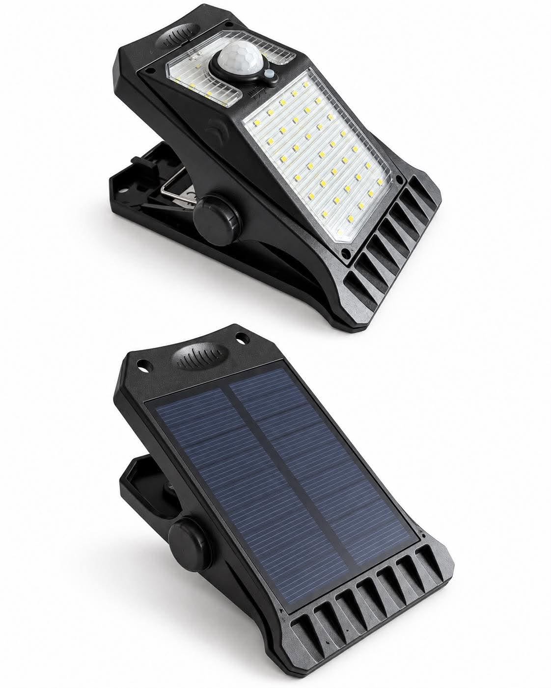 Clip-on lamp met solar en sensor – buitenverlichting