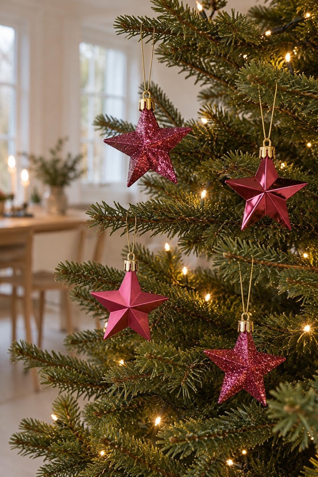 Kerststerren 8 stuks - Wijnrood