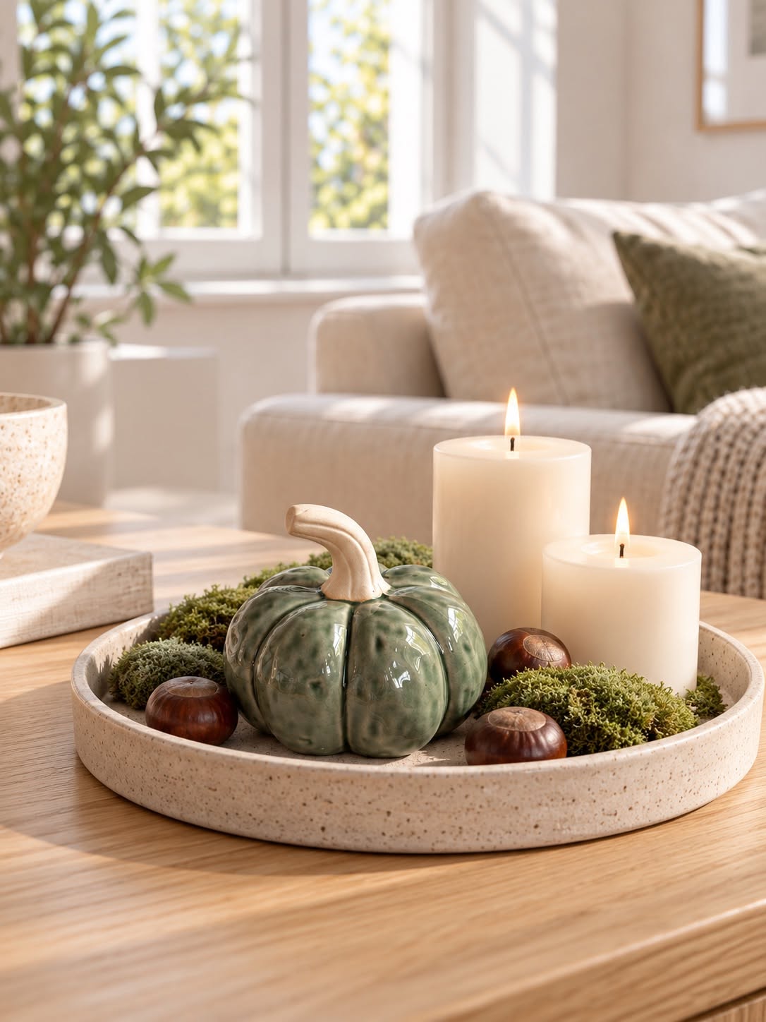 Pompoen keramiek groen – decoratief woonaccessoire