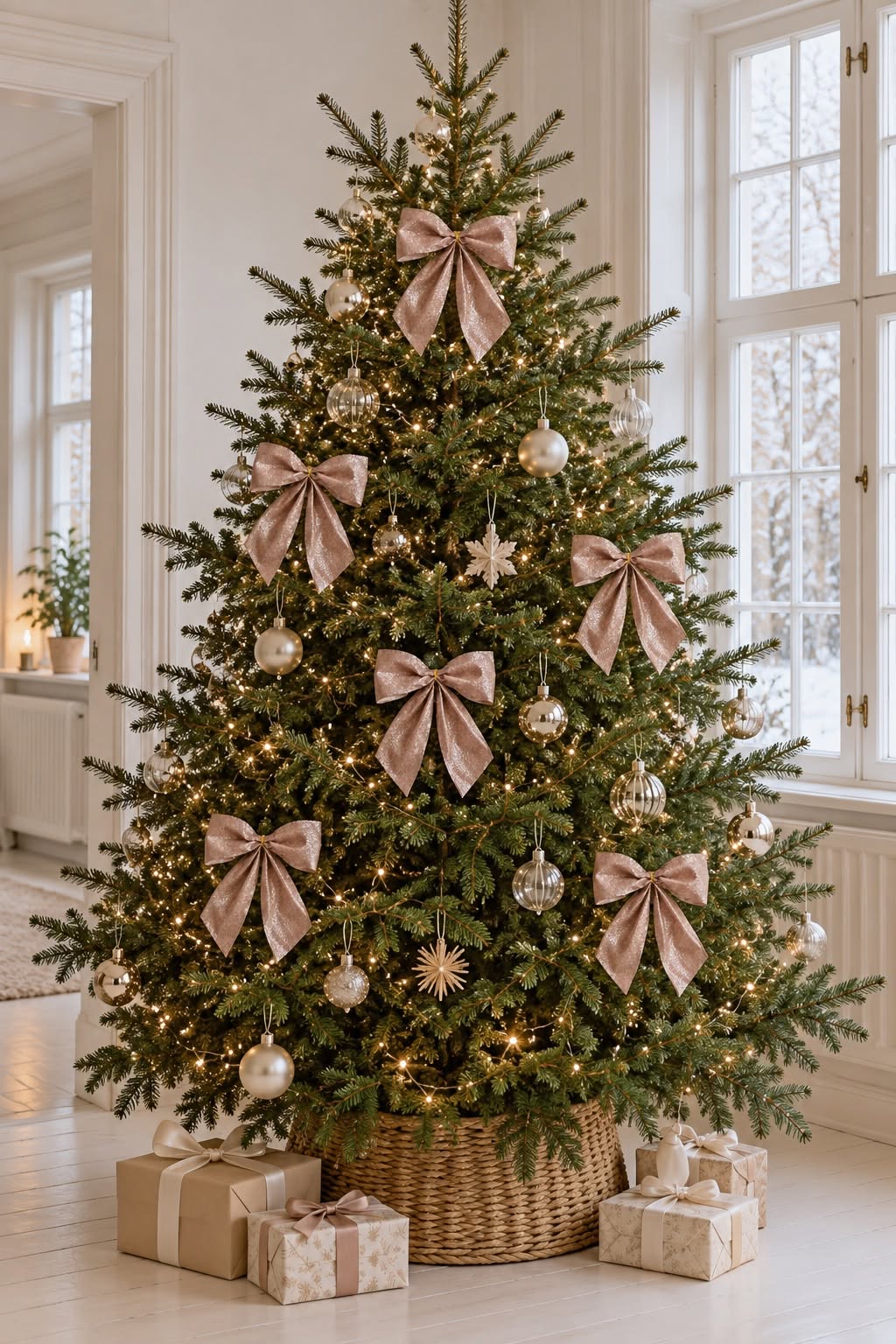 Pakket van 6 strikken - Roze met glitter