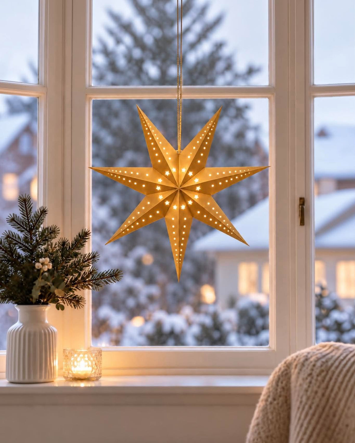 Ster 40 cm met LED lampjes - Goud