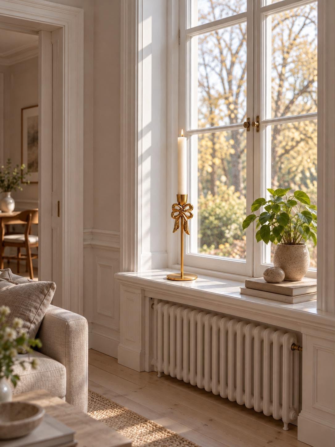 Kandelaar van aluminium met strik