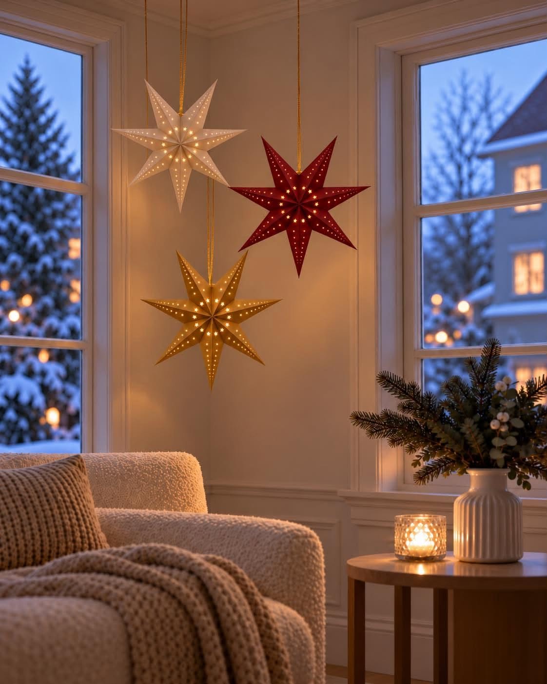 Ster 40 cm met LED lampjes - Rood