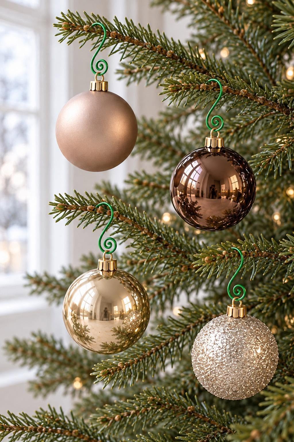 Groene kerstboomhaakjes, set met 40 stuks – metaal