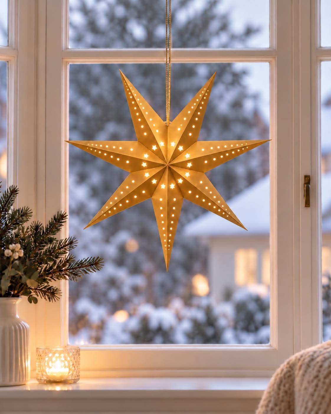 Ster 40 cm met LED lampjes - Goud