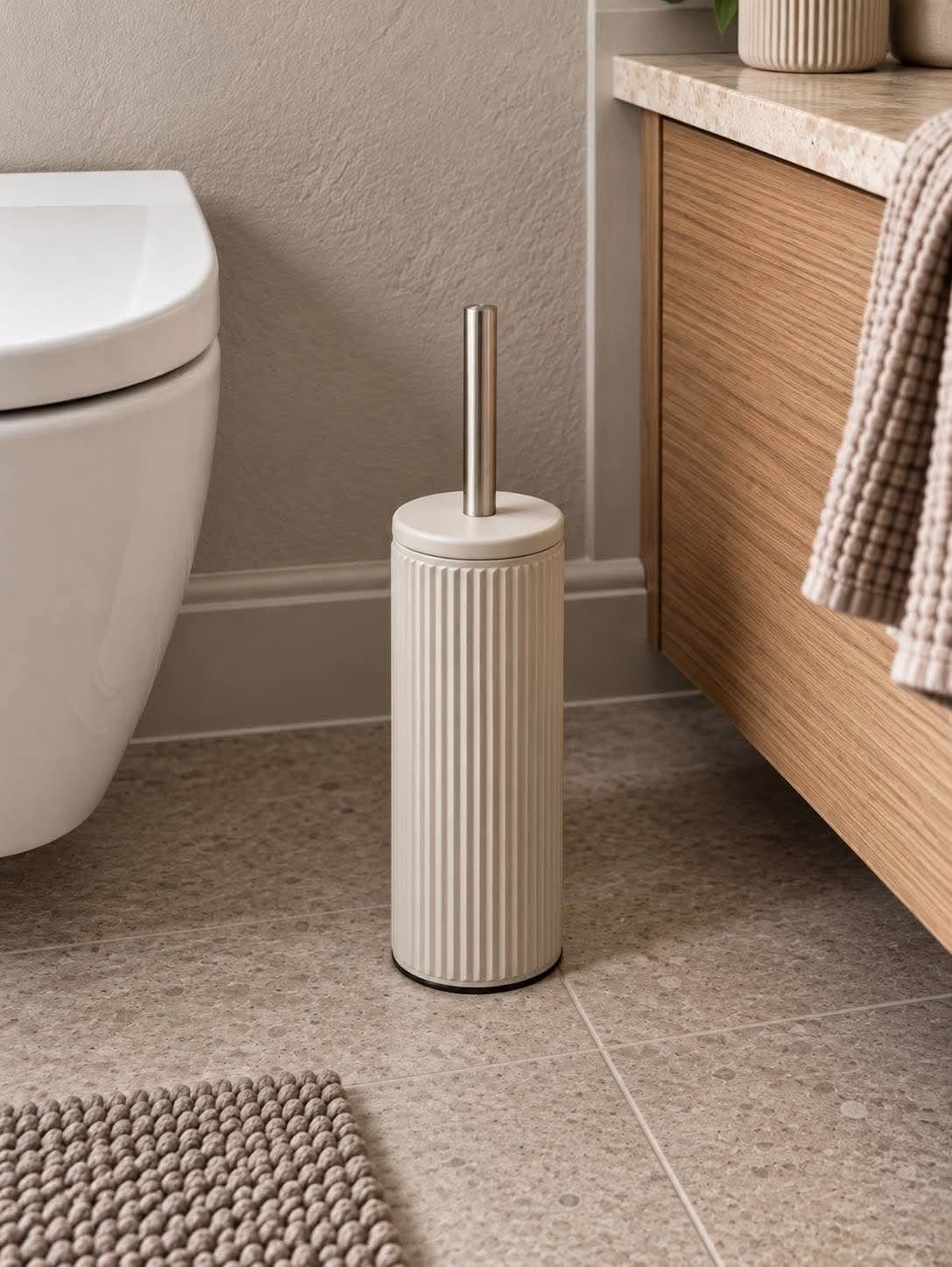 Geribbelde toiletborstel - Warm grijs