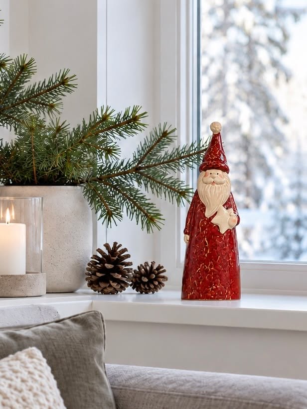 Kerstman van porselein - 25 cm