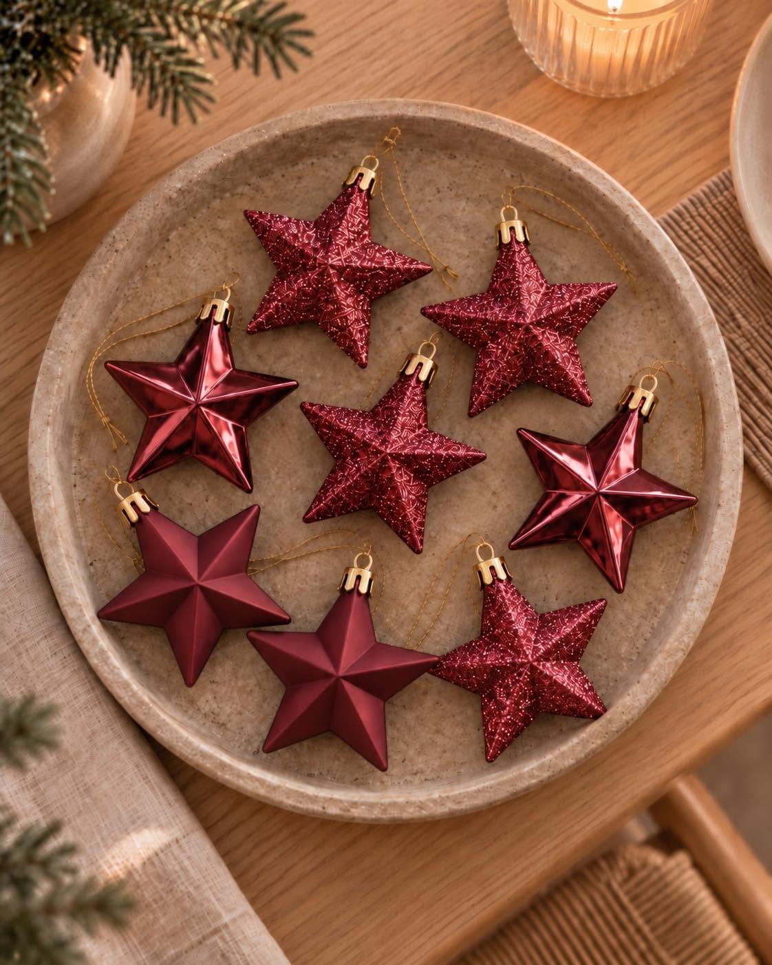 Kerststerren 8 stuks - Wijnrood
