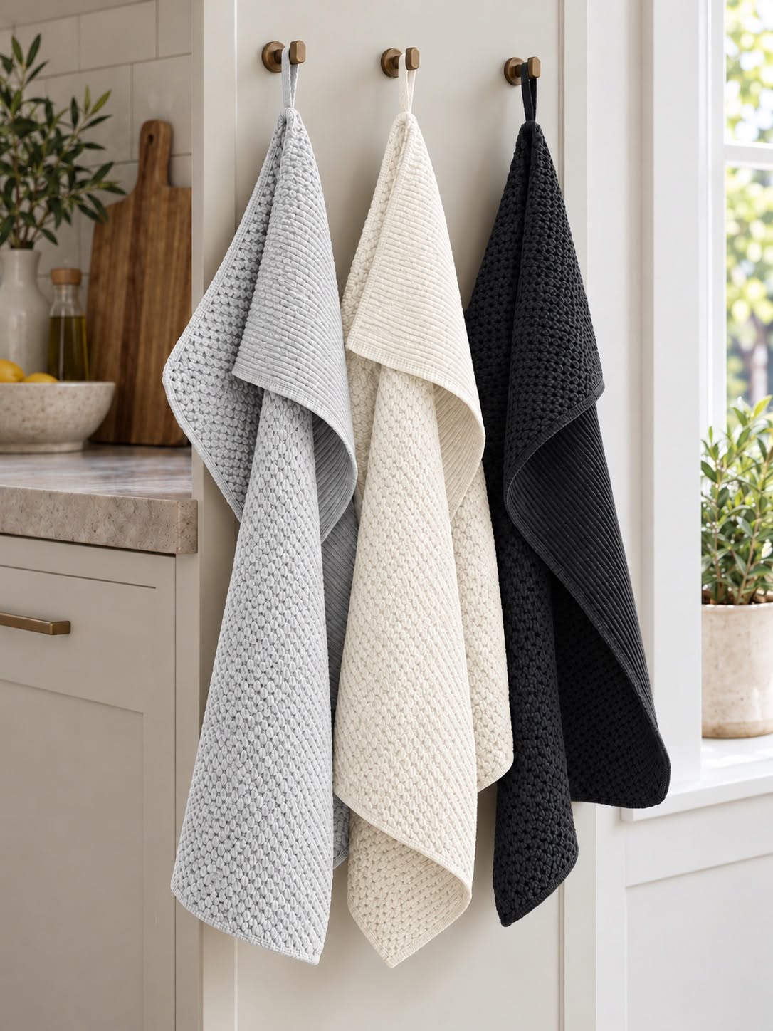 Theedoeken 3 stuks microvezel - wit, grijs, antraciet