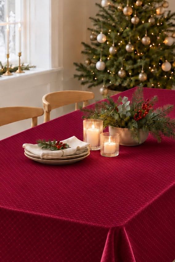 Tafelkleed bordeaux - 140x240 – elegant tafelkleed