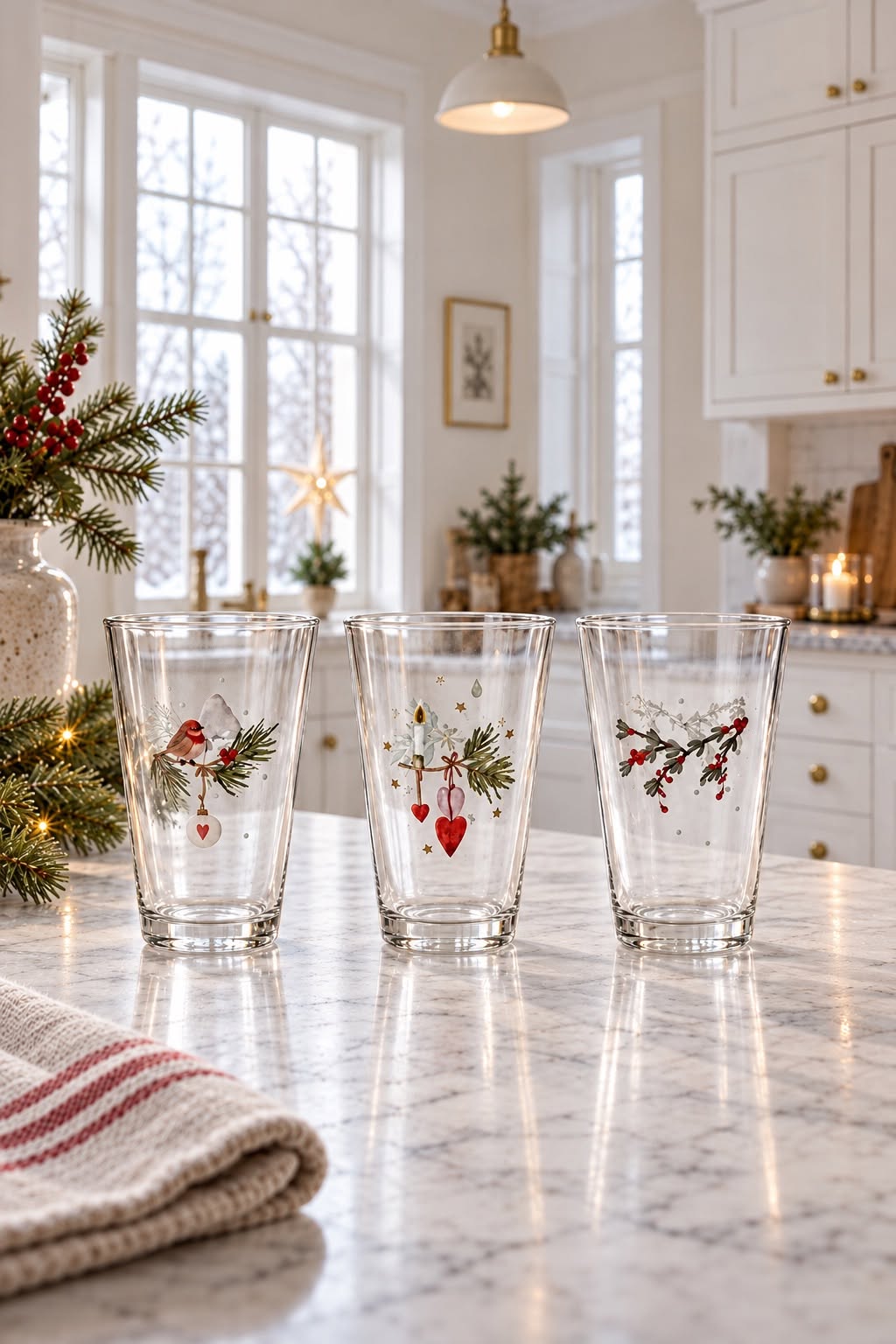 Drinkglazen kerst - Verpakking met 3 st.